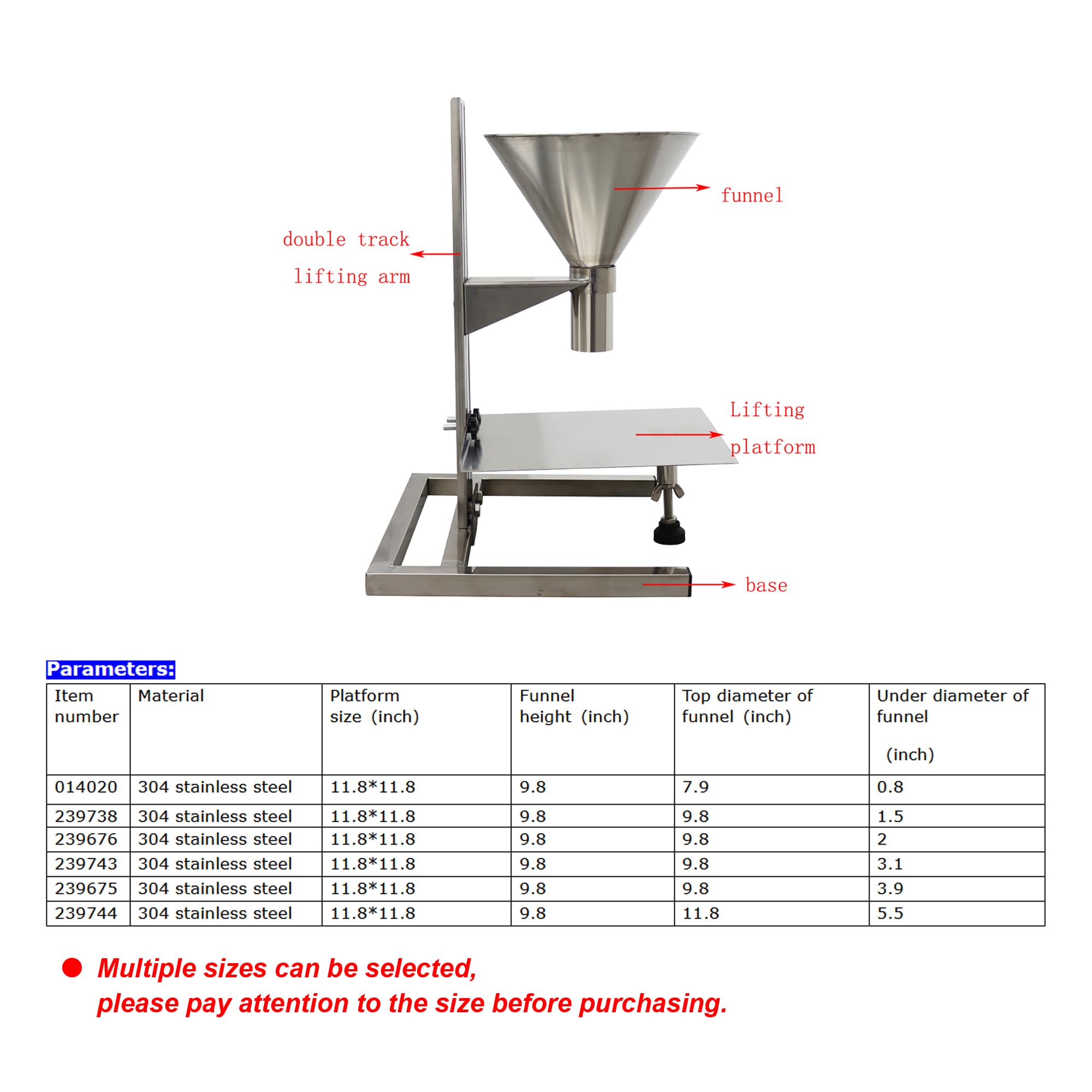 Premium Stainless Steel Feeding Hopper with Adjustable Support Stand - Manual Filling Funnel for Grains, Seeds & Pet Food - 5.5 Inch Wide Base - Perfect for Farm, Bakery & Home Kitchen Use