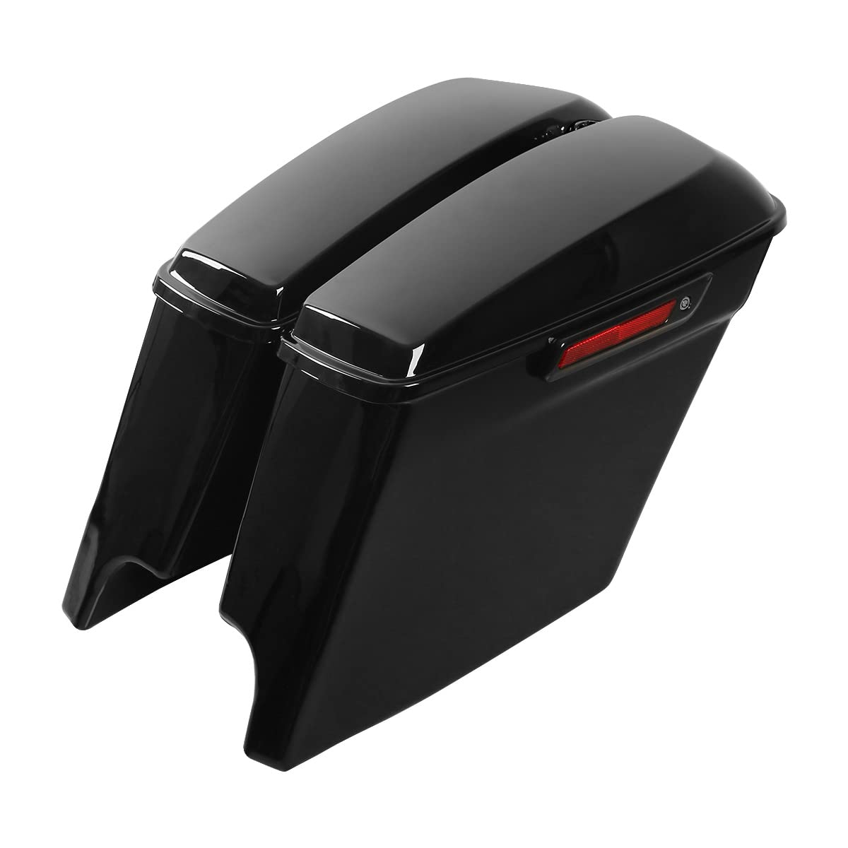 TCT-MOTORPARTS Gloss Black 5 Inch Extended Stretch Saddlebags with Black Latches - Compatible with 2014-2024 Harley Touring Models (Road King, Road Glide, Street Glide, Electra Glide Ultra-Classic) - Perfect for Long-Distance Rides and Motorcycle Storage