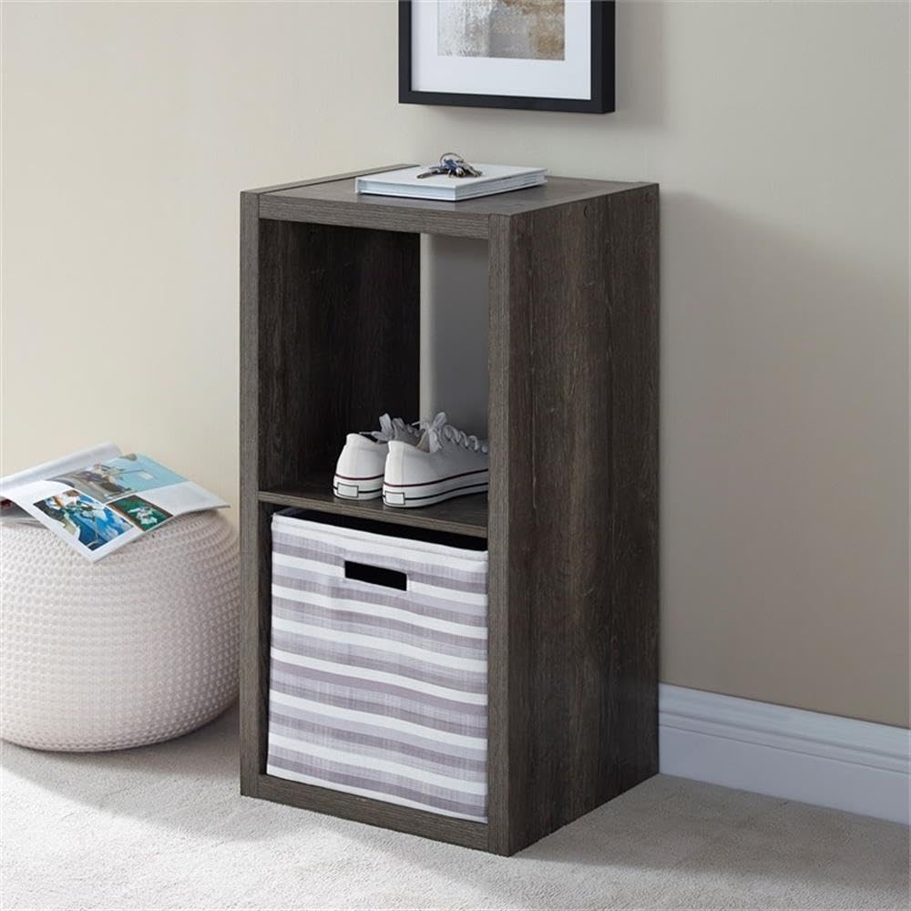 2-Tier Gray Wooden Storage Cabinet with Open Shelves - Perfect for Kids' Room, Living Room, and Office Organization