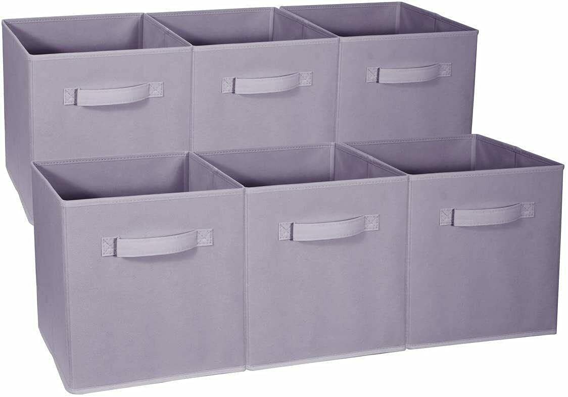 Foldable Storage Cube Basket Bin - Purple Collapsible Fabric Organizer for Playroom, Closet & Shelves | Multi-Purpose Storage Solution for Home Organization, Bathroom & Laundry Room | Space-Saving Storage Cabinet for Toys, Clothes & Household Items
