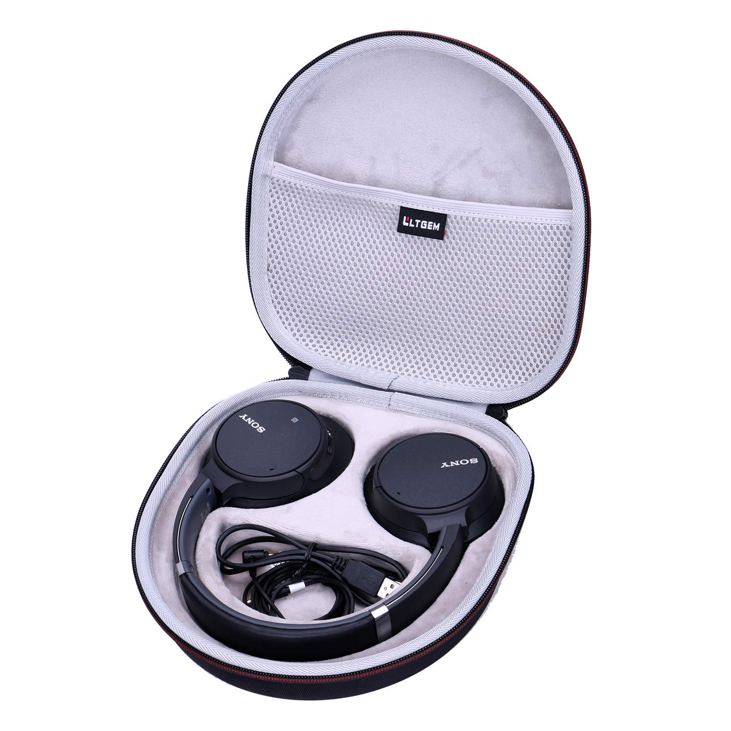 LTGEM Protective Case for Sony WH-CH720N WH-CH520 WH-CH710N WH-CH510 Noise Cancelling Headphones - Durable Travel Storage Cover for Over-Ear Headsets (Black & Gray) - Perfect for Travel, Commuting & Home Organization