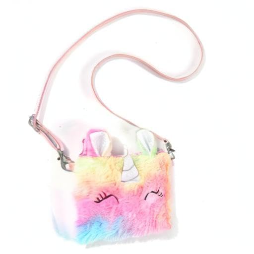 **MINGSEECESS Kids Wallet for Girls - Fluffy Crossbody Purse, Cute Fuzzy Tie-Dye Shoulder Bag with Zipper, Coin Purse for School, Travel & Daily Use**