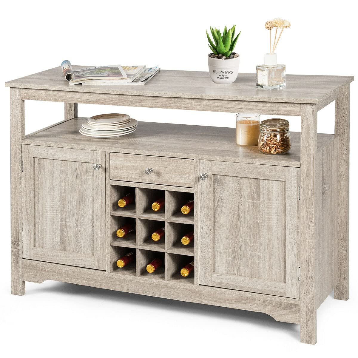 Modern Buffet Server with Cabinet - Kitchen Storage Sideboard with Doors & Drawers - Coffee Bar Cabinet for Living Room, Kitchen & Dining Room - Perfect for Entertaining, Storage & Home Decor