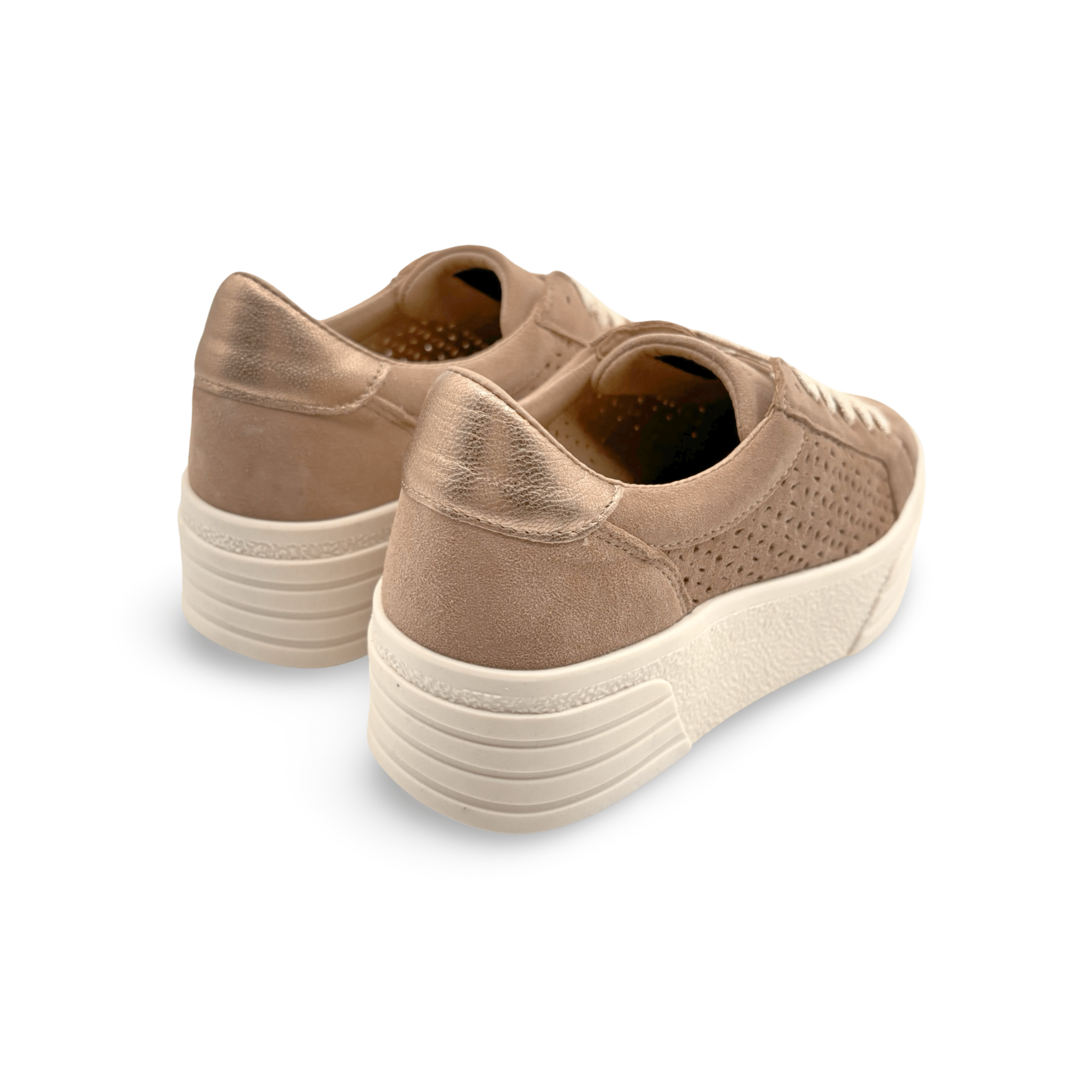 Lotta Beige Lace Up Sneakers - Women's Casual Comfortable Walking Shoes for Everyday Wear | Perfect for Work, Travel & Outdoor Activities