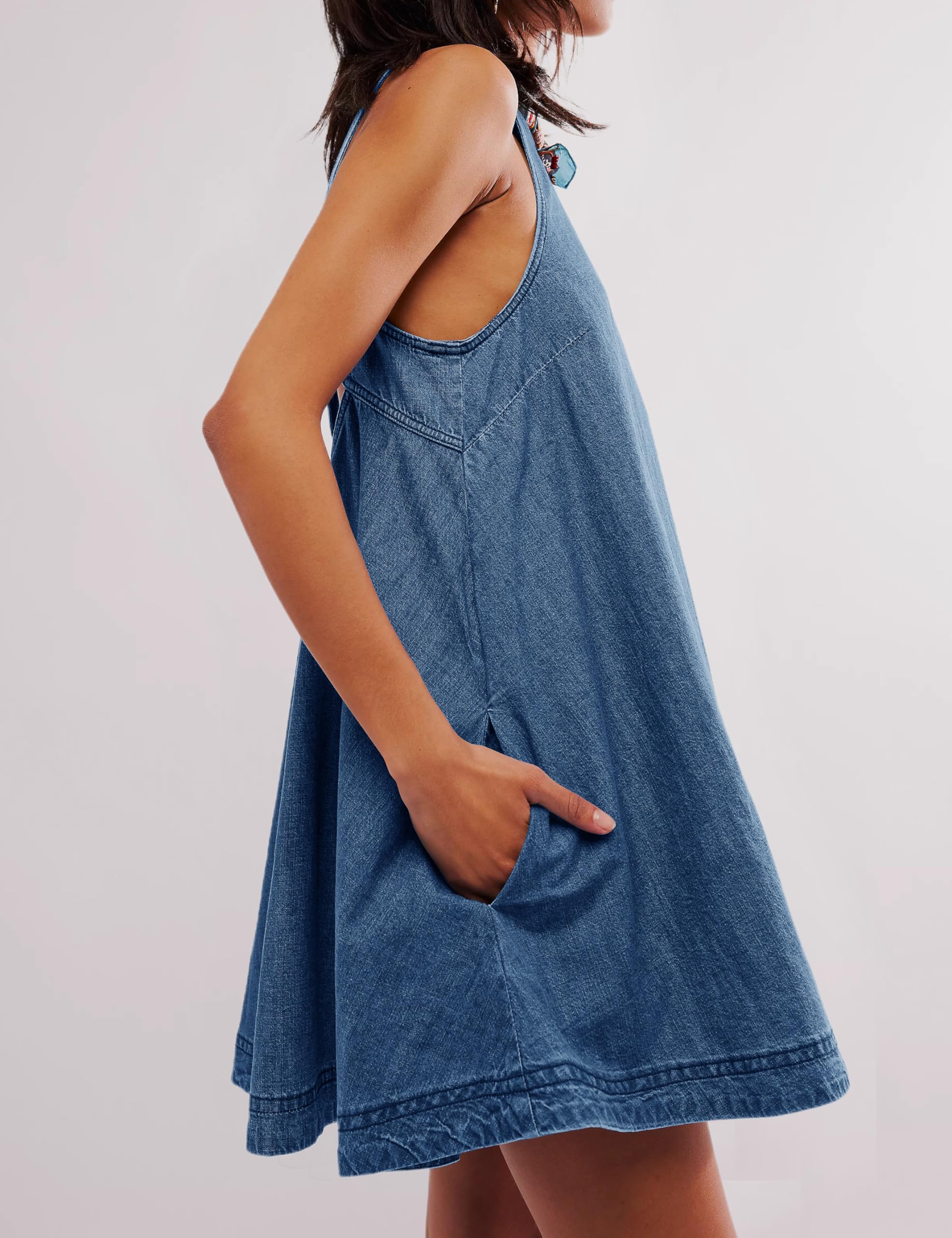Women's Denim Dress Summer Casual Sleeveless Mini Jean Dress with Pockets | Flowy & Comfortable for Beach, Party & Daily Wear