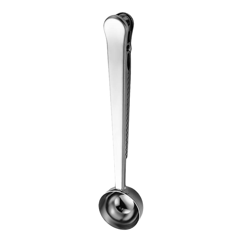 Premium Stainless Steel Coffee Scoop with Bag Clip - Perfect for Measuring Ground Coffee, Tea, Oatmeal & Powdered Milk | Durable Kitchen Tool for Home Baristas & Coffee Lovers | Ideal Gift for Housewarming & Holidays (Silver)