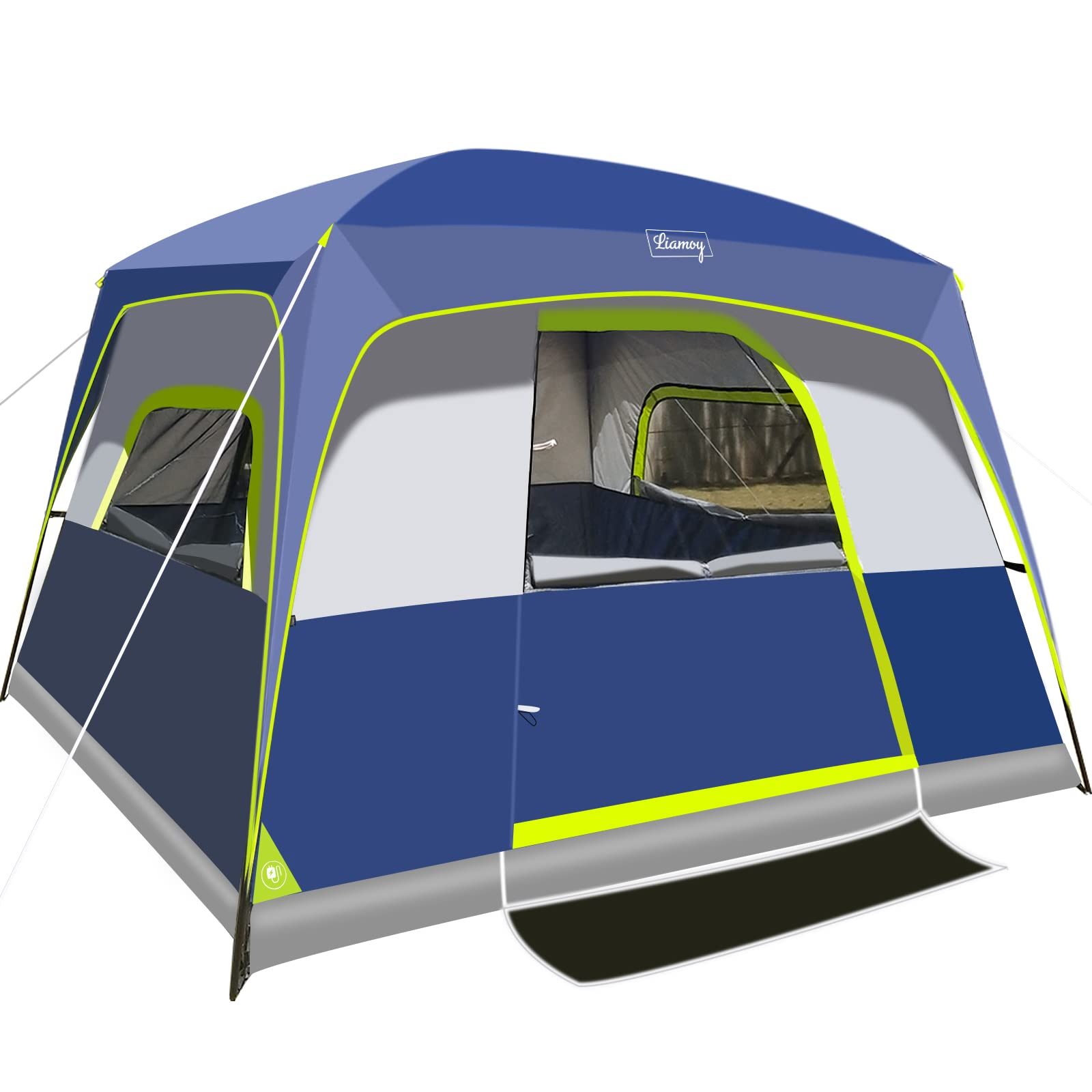 6-Person Instant Cabin Tent for Camping - Windproof & Waterproof Family Tent with Rainfly, 60-Second Easy Setup, 4 Mesh Windows & 2 Doors - Perfect for Backpacking, Hiking & Outdoor Adventures (10'x9'x78