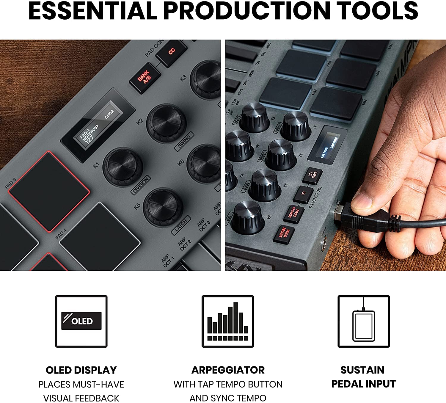 AKAI Professional MPK Mini MK3 25-Key USB MIDI Keyboard Controller with Beat Pads & M-Audio HDH40 Studio Headphones - Complete Music Production Bundle for Home Recording, Beat Making and Live Performance