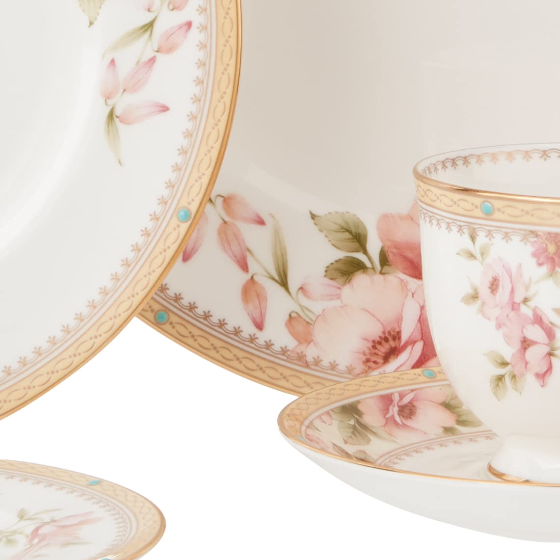 Noritake Hertford 5-Piece Dinner Plate Set - Elegant White Porcelain Tableware for Formal Dining & Special Occasions