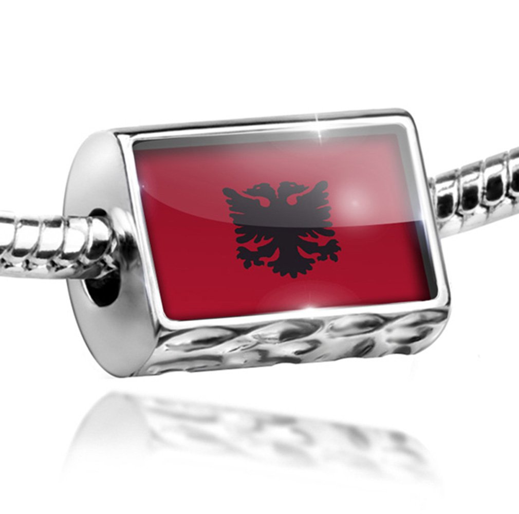 Charm Albania Flag Bead - Compatible with All European Bracelets | Perfect for National Pride, Travel Souvenirs & Friendship Jewelry