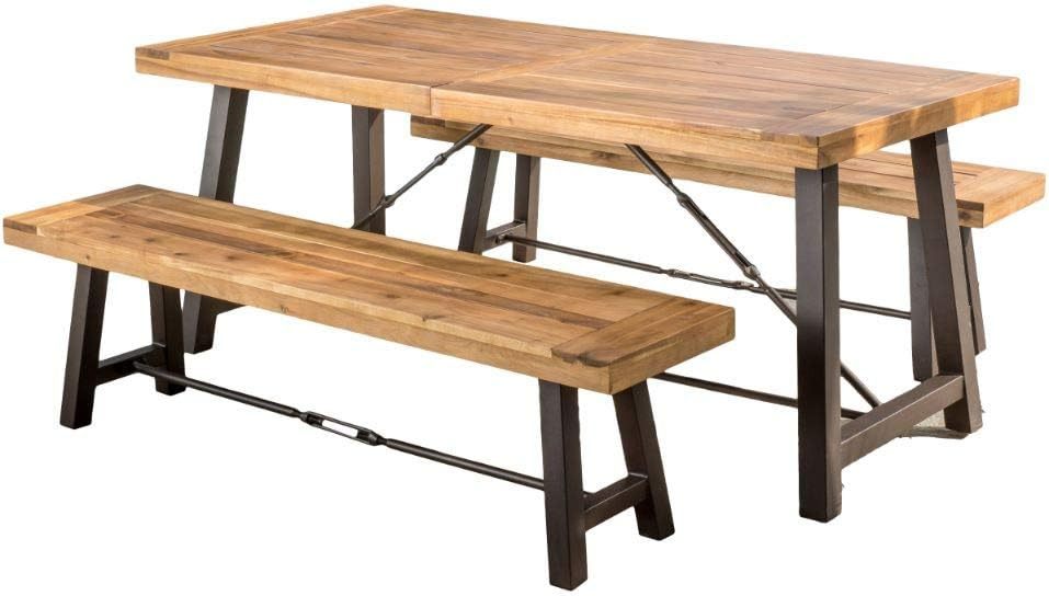 CATRIONA 3-Piece Wooden Outdoor Dining Set - Patio, Garden, Backyard Furniture for Al Fresco Dining & Entertaining