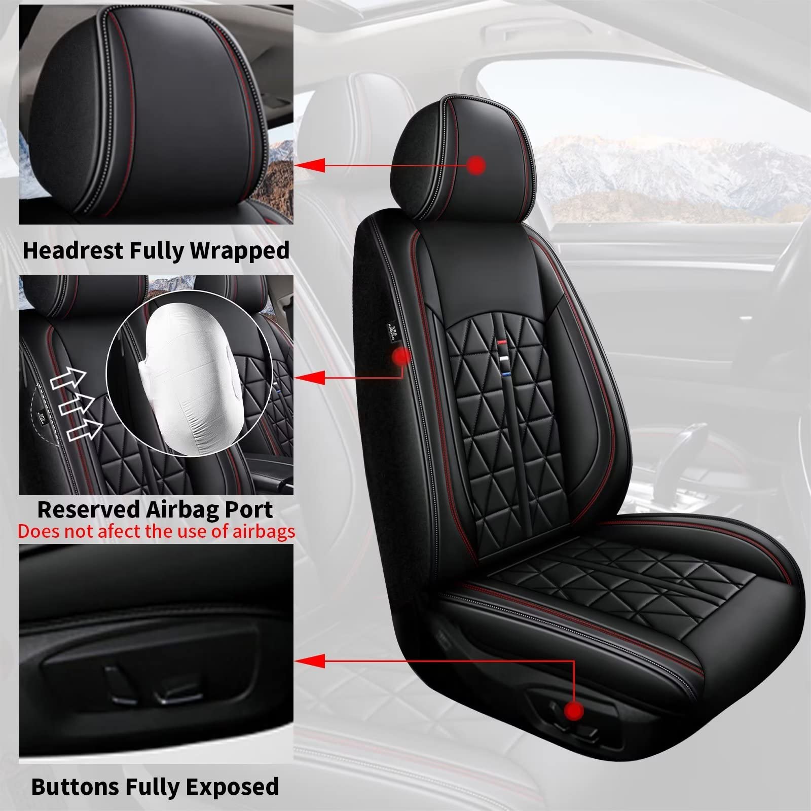 Premium Faux Leather Waterproof Car Seat Covers Full Set for Chevrolet Chevy Equinox 2011-2025 - 5 Seat Protectors in Black | Perfect for Daily Commute, Road Trips & Family Protection