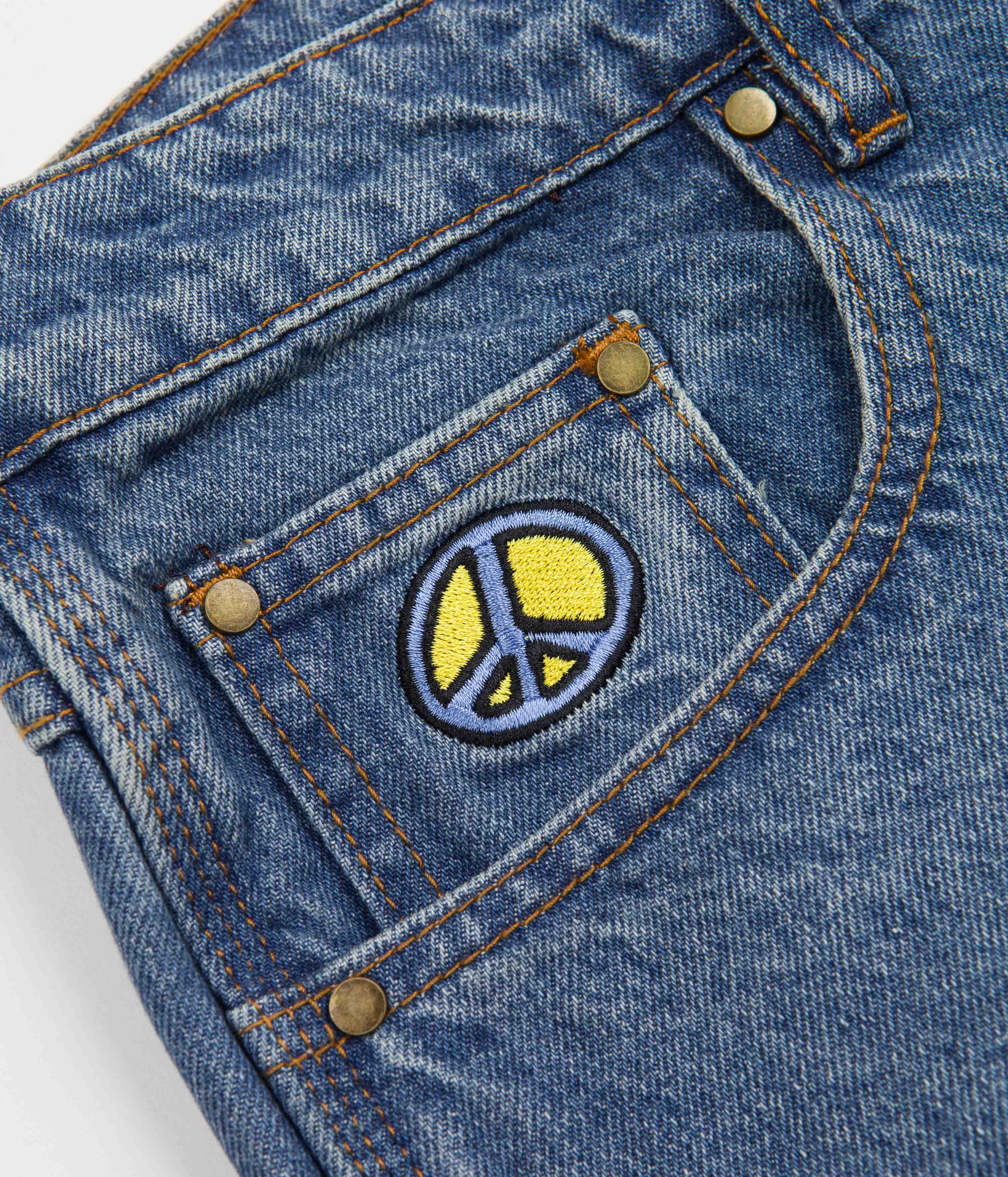 Butter Goods Flower Denim Jeans - Washed Indigo Blue Slim Fit Vintage High Waisted Jeans for Women | Perfect for Casual Wear, Street Style & Everyday Outfits