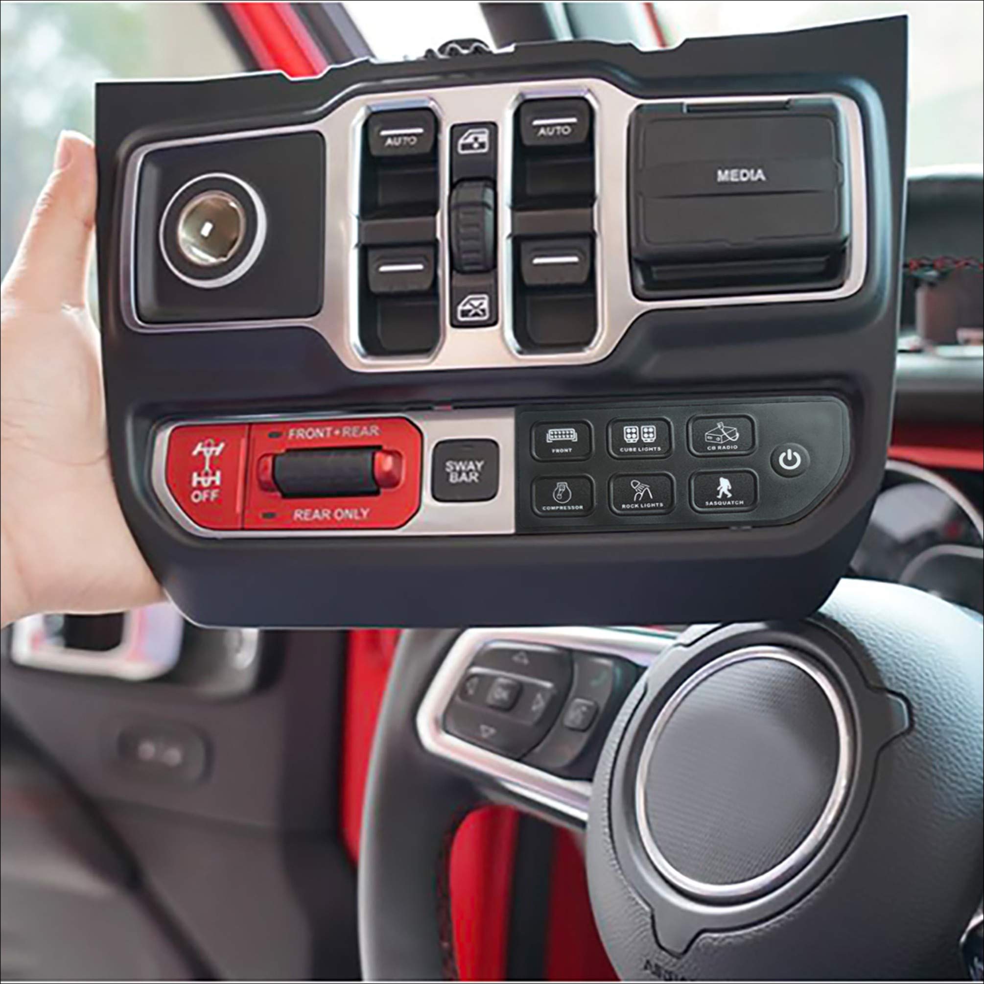Voswitch JL300 Lower Dash Switch Panel for Jeep Wrangler JL JLU (2018-Present) & Gladiator (2020+) - Off-Road Accessory Control System for Lights, Winches & Aftermarket Upgrades