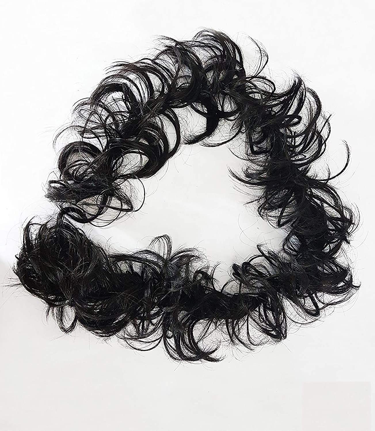 Pelo Synthetic Bridal Hair Extensions – Stretchable Frill Clip for Volume & Wavy Messy Bun | Ponytail Maker Styling Tool for Women & Girls (Black, Pack of 1) – Perfect for Weddings, Parties & Everyday Glam