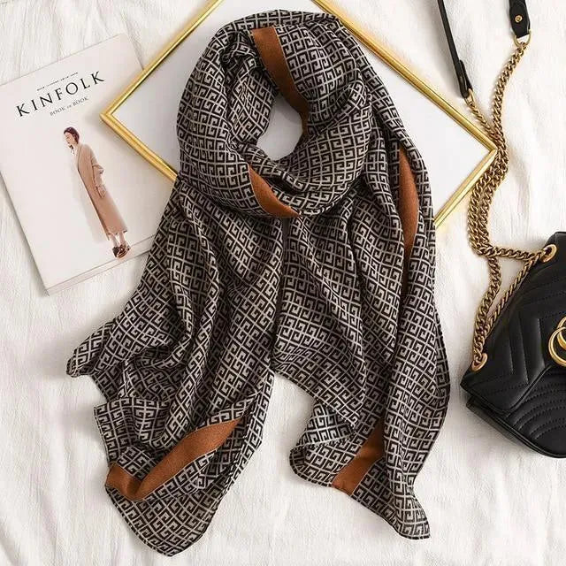 Luxury Striped Scarves for Women - Soft Cashmere & Silk Blend - Elegant Fashion Accessory for Winter, Office & Special Occasions