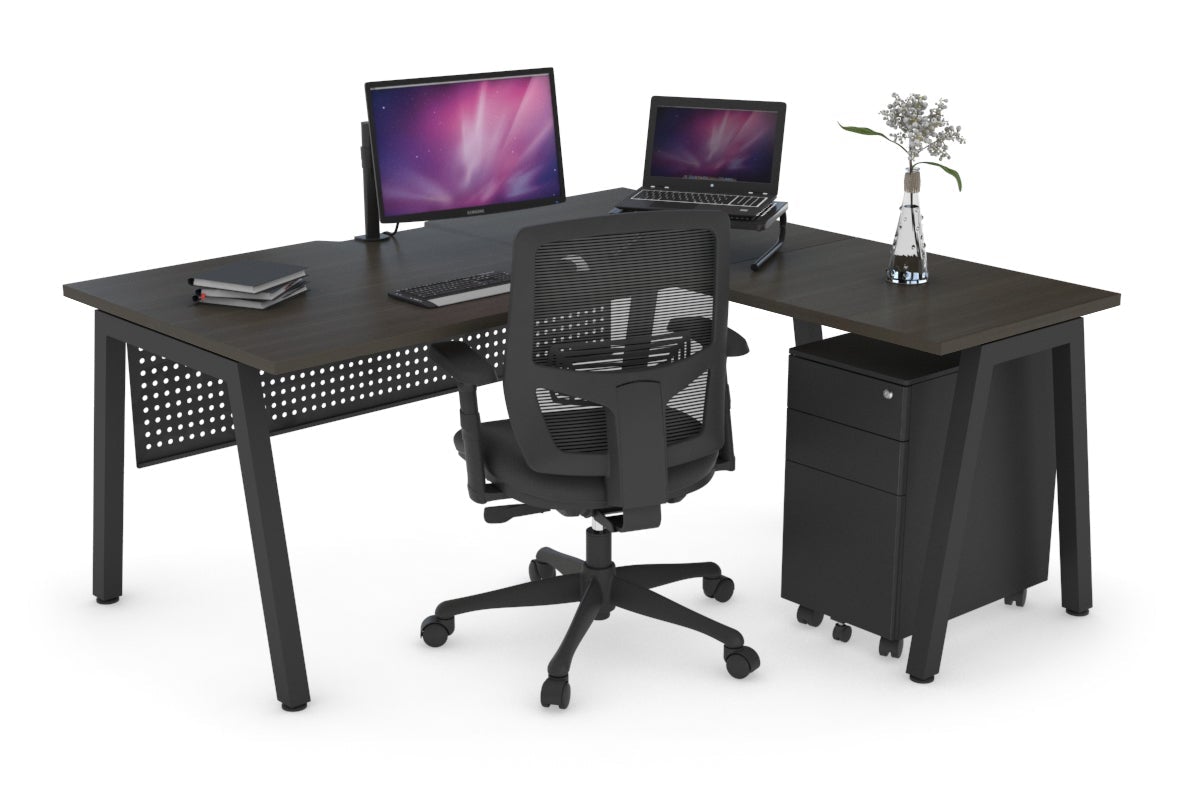 Quadro A Legs L-Shaped Corner Office Desk - 1400L x 1550W with Cable Management | Perfect for Home Office & Workspace Organization