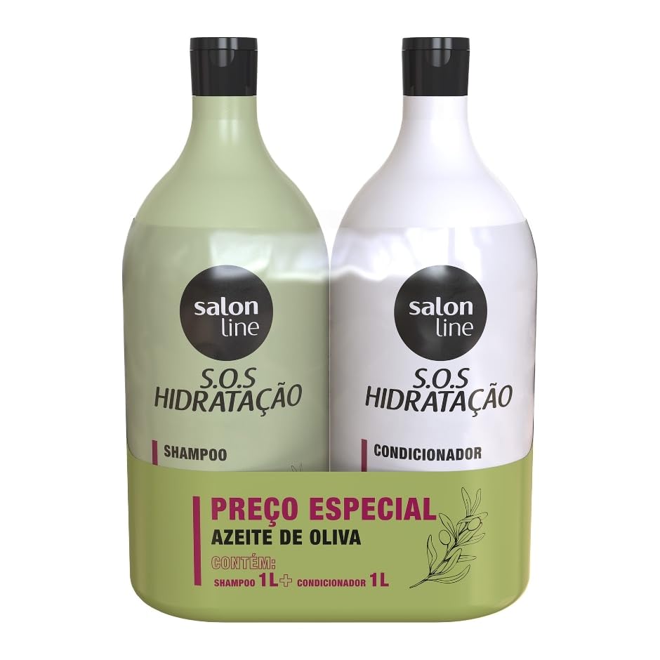 Salon Line SOS Moisture Olive Oil Shampoo & Conditioner Set (2 x 33.81 Fl Oz) - Deep Hydrating Hair Care for Dry & Damaged Hair - Perfect for Salon & Home Use