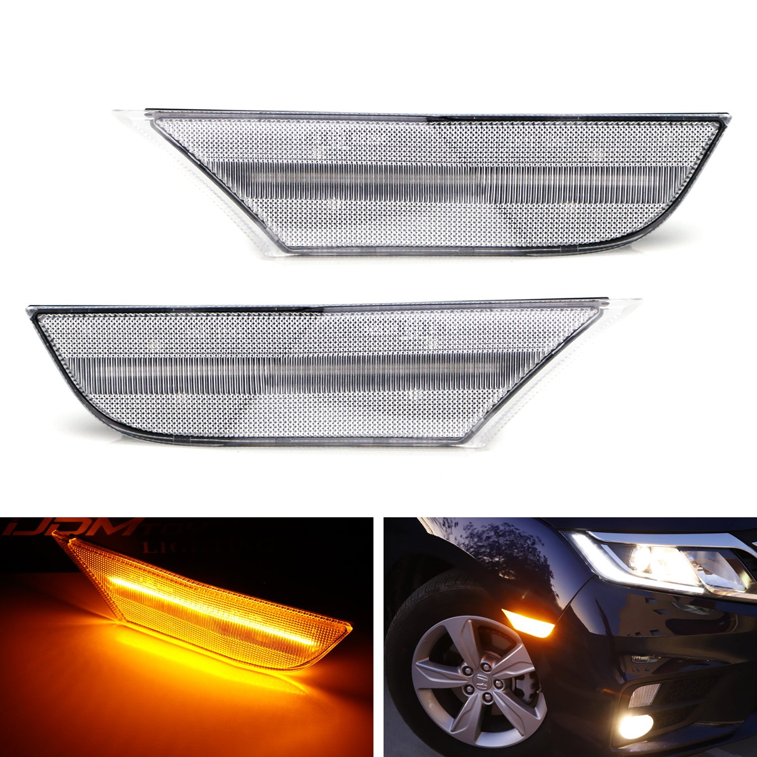 2018-2023 Honda Odyssey Clear Lens Amber LED Bumper Side Marker Lights - Durable Replacement for Enhanced Visibility & Safety - Perfect for Night Driving, Off-Roading & Custom Car Modifications