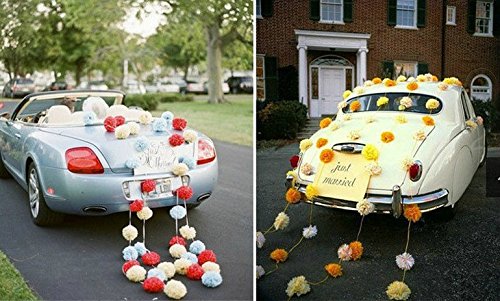 Kubert® Tissue Paper Pom Poms - 12 Pack Yellow & Silver Pom Poms in 3 Sizes for Wedding, Baby Shower & Party Decorations | DIY Pom Pom Flowers Kit for Mother's Day, Home & Craft Decor