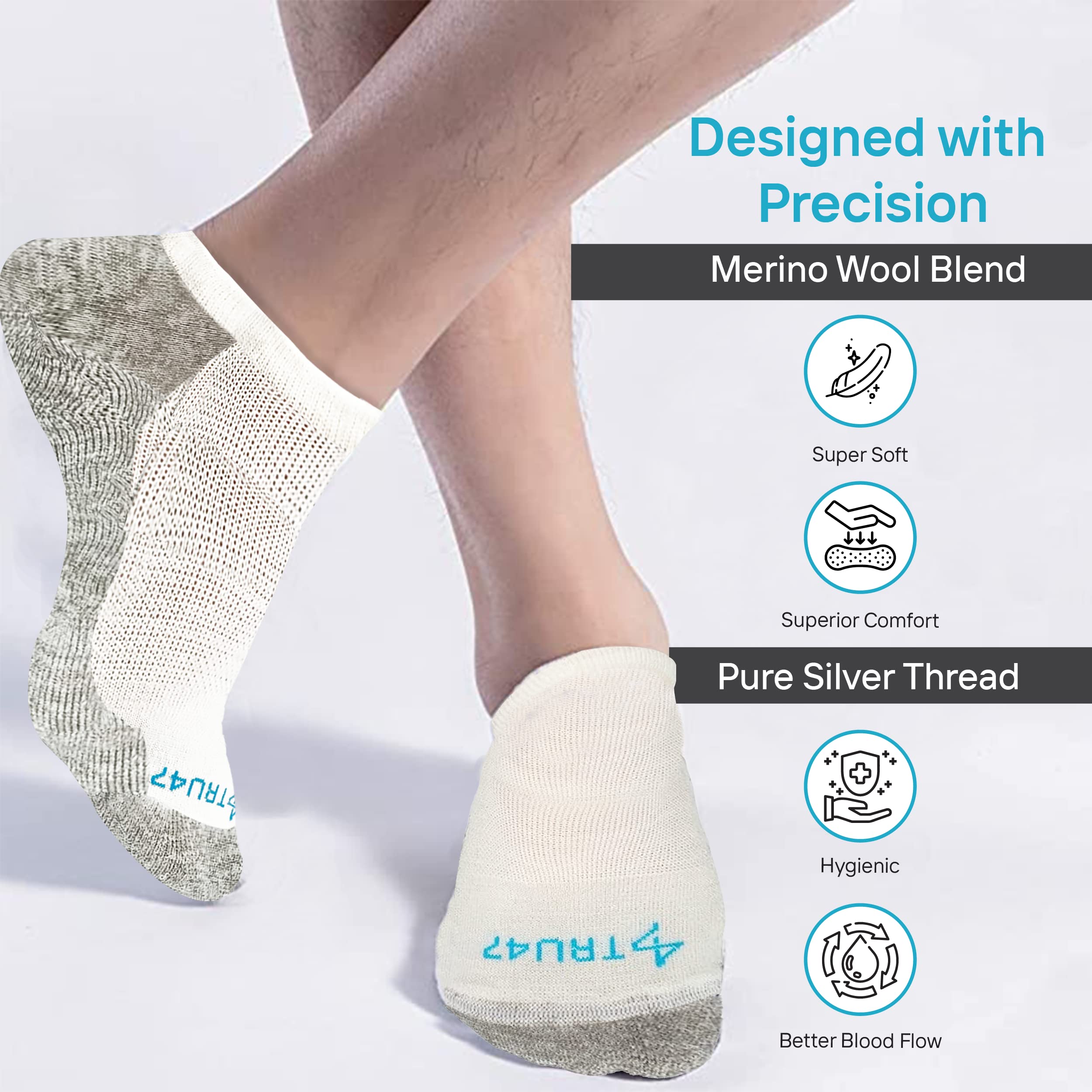 TRU47 Grounding & Earthing Socks with 99.99% Pure Silver Thread | Natural Pain Relief & Better Sleep | Ideal for Yoga, Meditation & Indoor Grounding Therapy