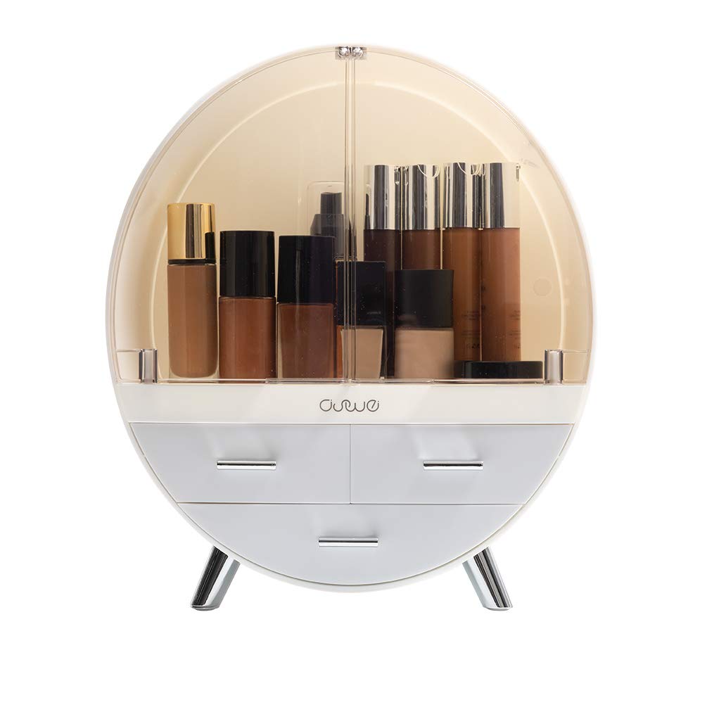 Elegant Dustproof Makeup Organizer Box with Drawers - Waterproof Cosmetic Storage Case for Skincare & Beauty Products - Perfect for Bathroom Countertop, Dresser, Bedroom Vanity & Travel Makeup Organization