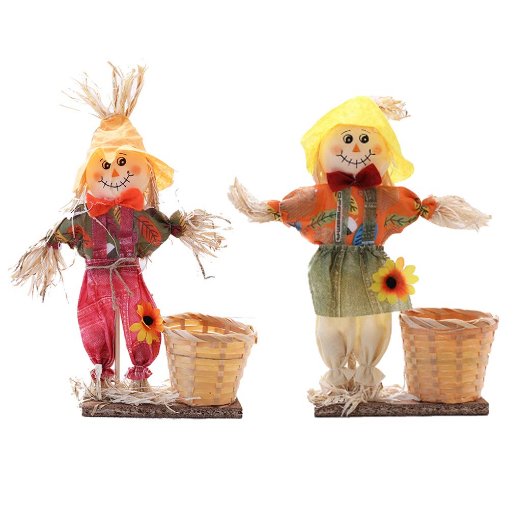 Scarecrow Shaped Halloween Candy Basket - Yellow & Red Candy Container for Trick or Treat, Halloween Party Decor & Gift Holder - Perfect for Halloween Decorations, Party Favors & Candy Storage
