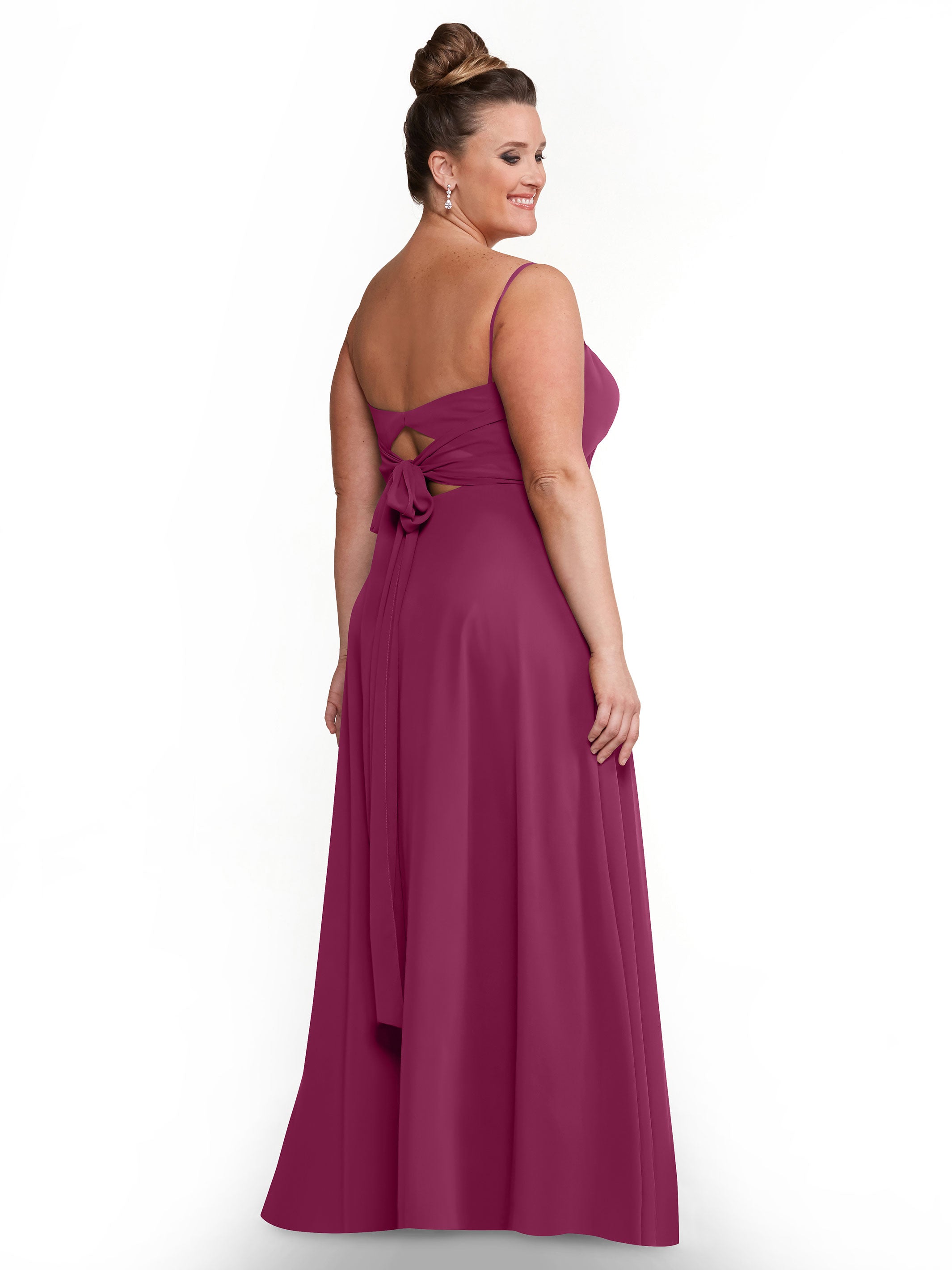 Elegant A-Line Bridesmaid Dress with Flowy Chiffon Skirt and Thigh Slit - Perfect for Weddings, Formal Events & Special Occasions