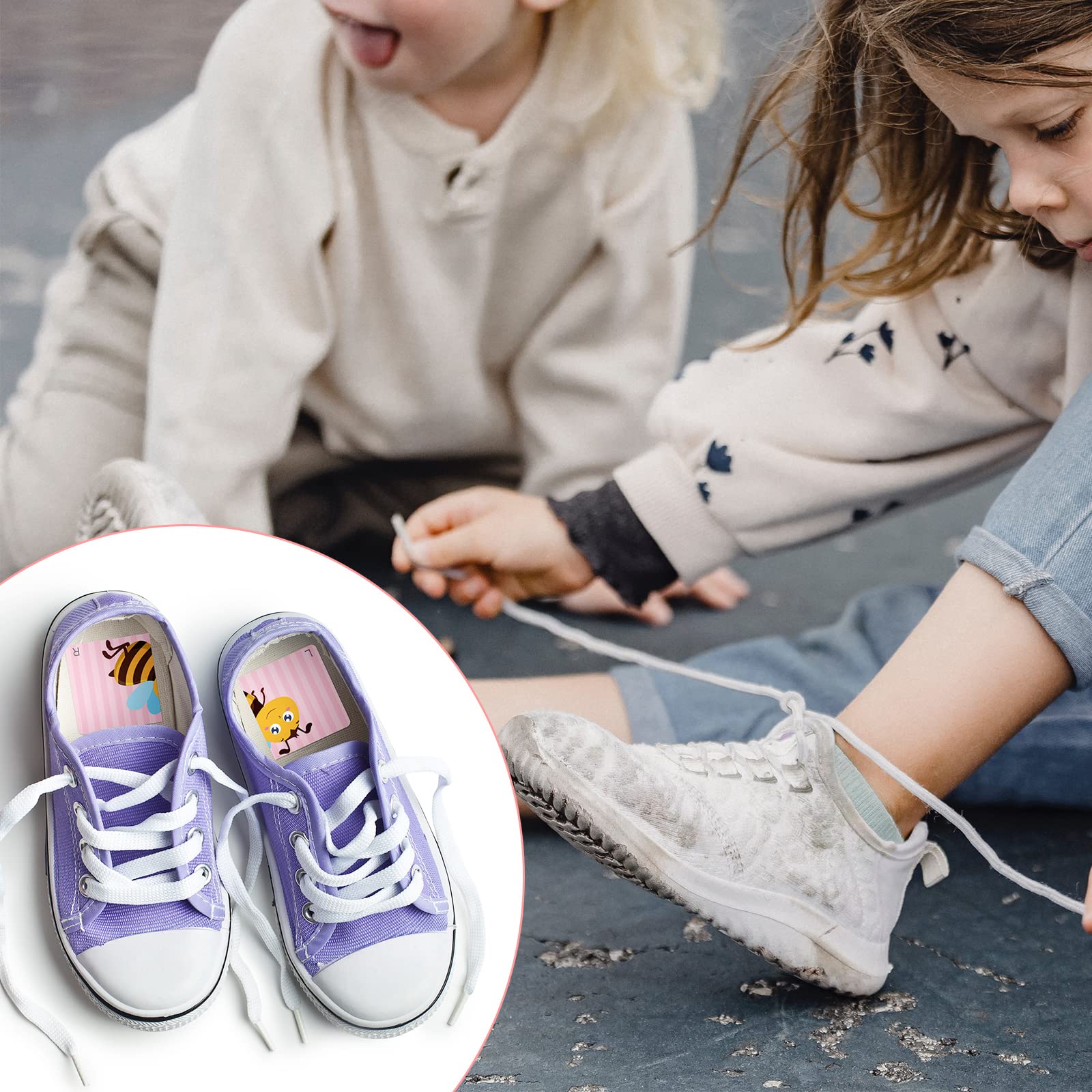 60 Pairs Cute Animal Shoe Stickers for Kids - Left & Right Foot Non-Slip Labels for Toddler & Children's Shoes - Fun Classroom, Daycare & Sports Organization Accessories