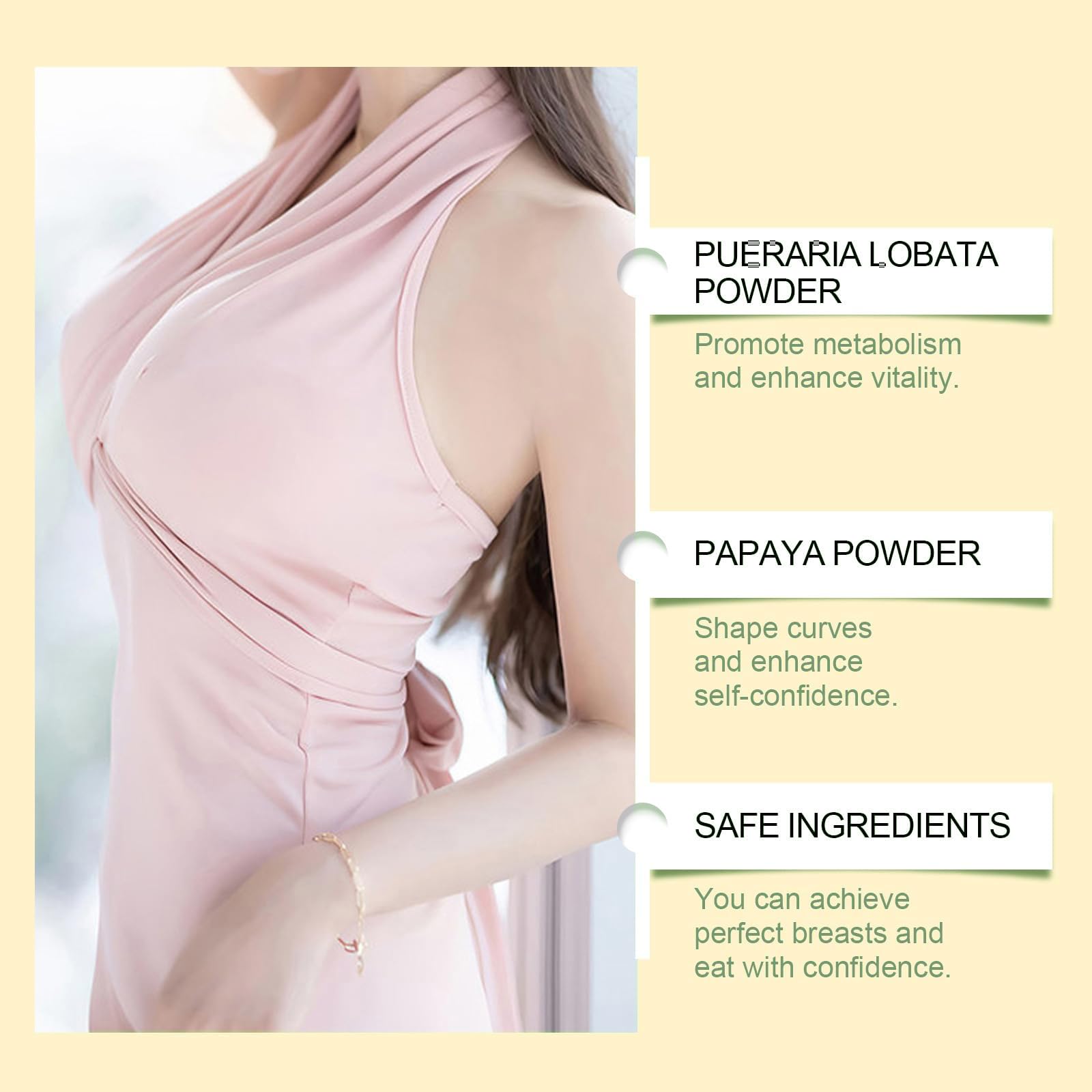 Pueraria Mirifica Papaya Juice Powder for Natural Breast Enhancement - 2 Boxes with Papaya Extract for Bust Lifting & Firming | Herbal Supplement for Women's Wellness & Beauty Routine