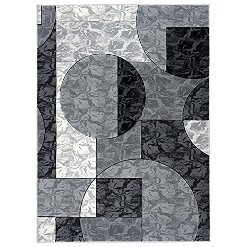 MDA Home Crystal 4'x6' Abstract Cream Gray Area Rug - Soft Modern Living Room Bedroom Decor Rug for Home Office & Dorm