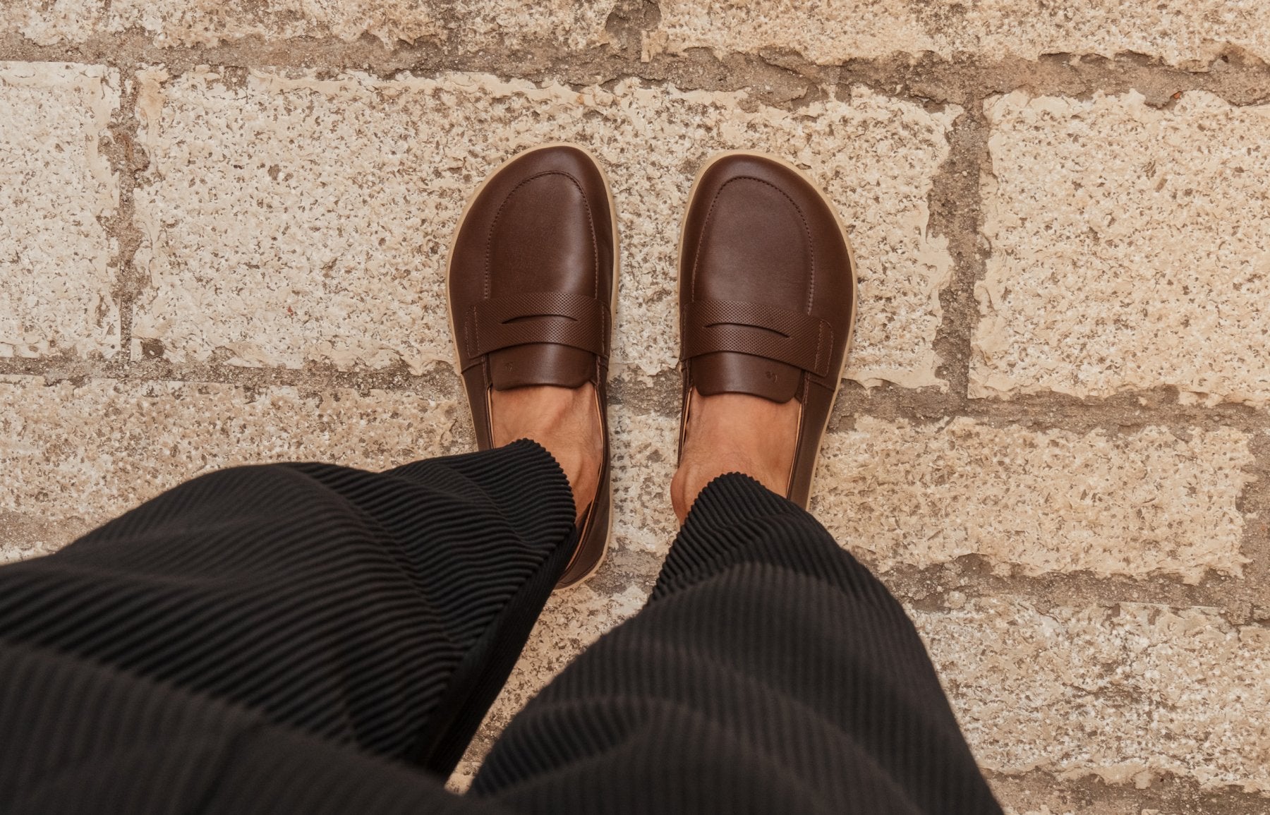 Barefoot Moccasins for Men & Women - Be Lenka Buena Soft Leather Minimalist Shoes in Dark Brown & Beige | Comfortable House Slippers, Indoor/Outdoor Walking Shoes for Home, Office & Travel