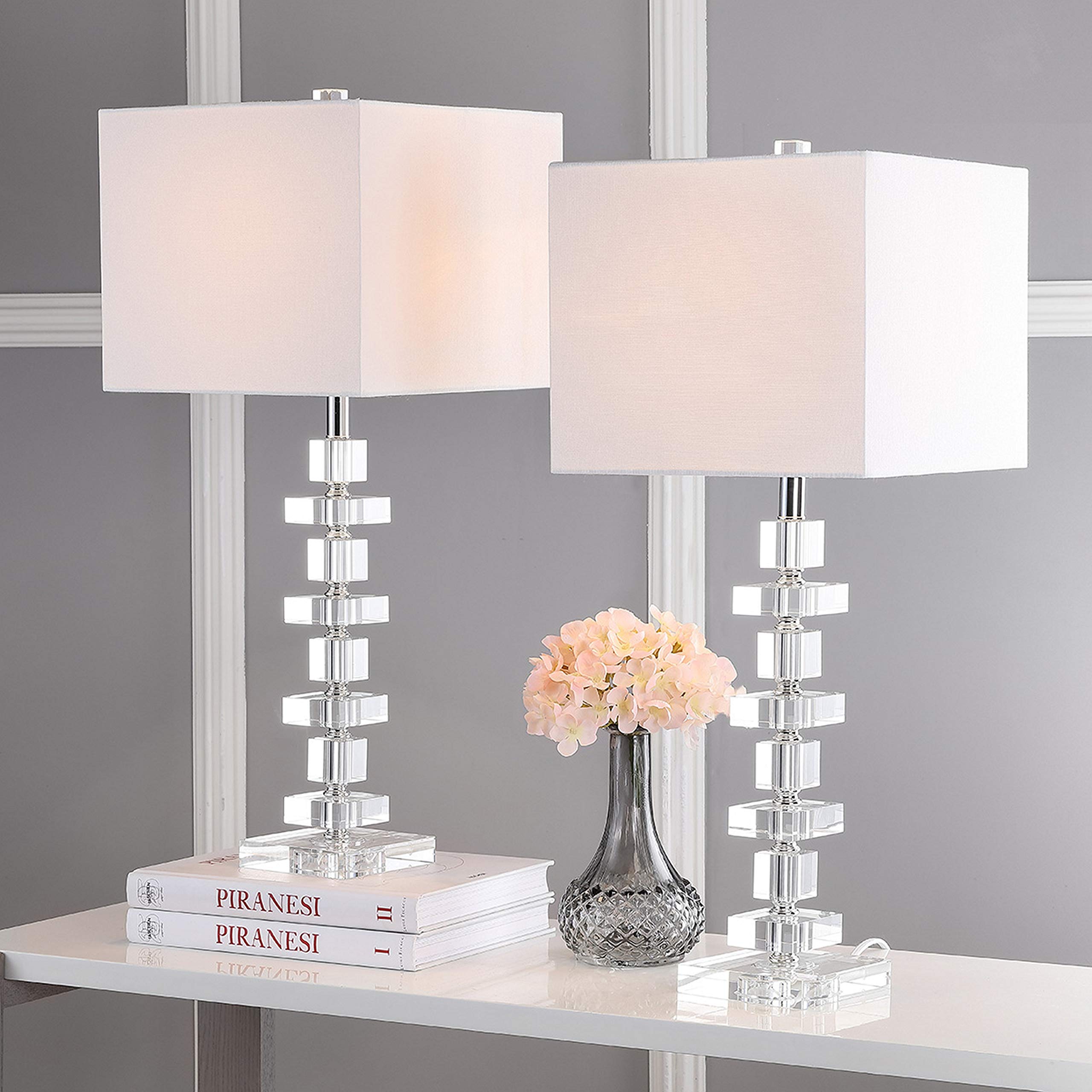 SAFAVIEH Modern Deco 28-inch Table Lamp Set of 2 with LED Bulbs - Stylish Lighting for Bedroom, Living Room & Home Office - Perfect for Nightstand, Reading Nook or Workspace Ambience