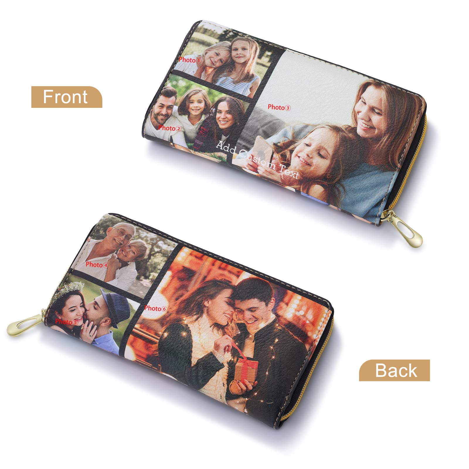 Custom Engraved Leather Wallets for Women - Personalized Photo & Name Zipper Wallet with Credit Card Slots - Valentine's Day Gift for Mom, Wife, Girlfriend - Perfect for Daily Use, Travel, and Special Occasions