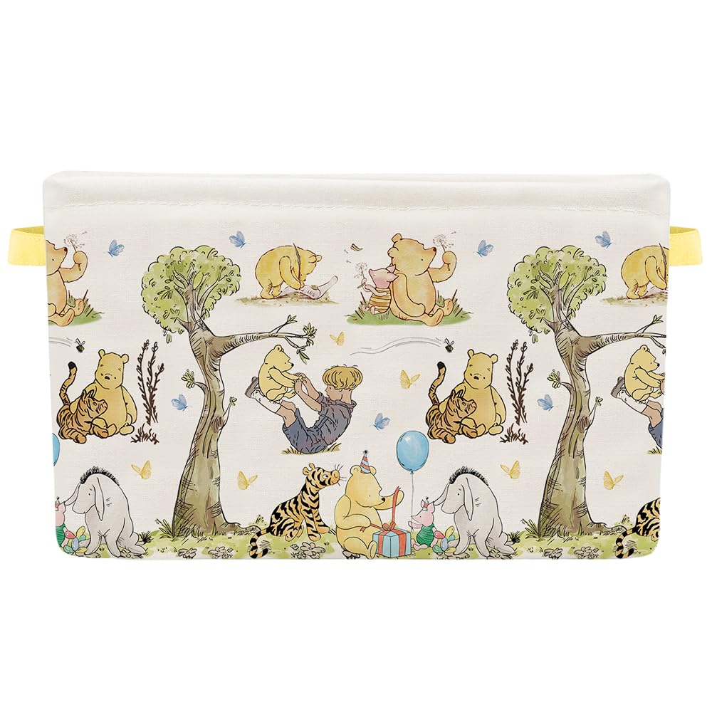 Winnie Nursery Hampers with Handles - Large Foldable Canvas Storage Baskets for Kids, Baby Clothes & Toys | Organizer for Bathroom, Bedroom & Nursery Decor | Perfect for Laundry, Playroom & Home Organization