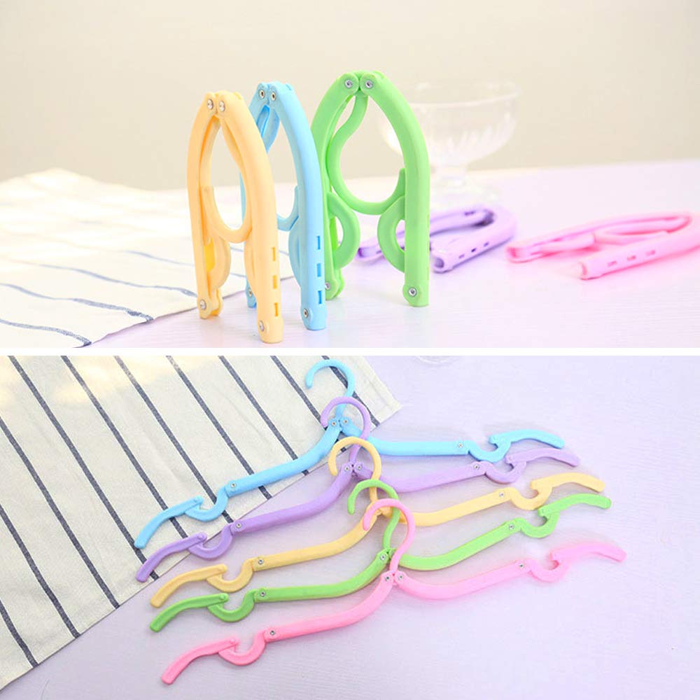 20 Pack Portable Folding Clothes Hangers - Space Saving Travel Hangers for Suitcase, Lightweight Drying Rack for Hotel, Camping & Vacation (5 Color Options)