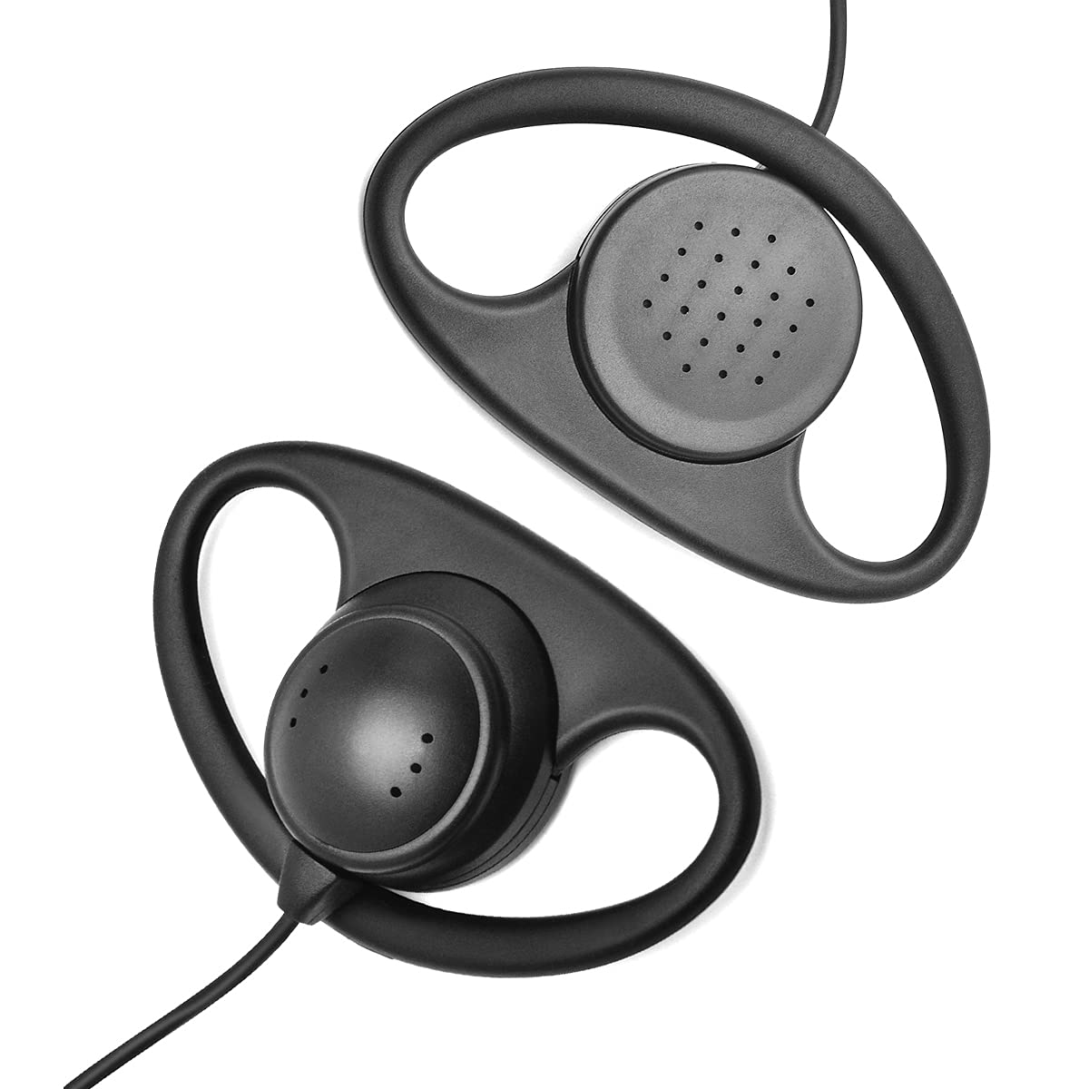 HYS D-Shaped Earpiece with Microphone & PTT Button - Compatible with Retevis, Kenwood, Baofeng UV-5R/UV-82/BF-888S, Wouxun Walkie Talkies (1 Pack) - Ideal for Security, Construction & Outdoor Communication
