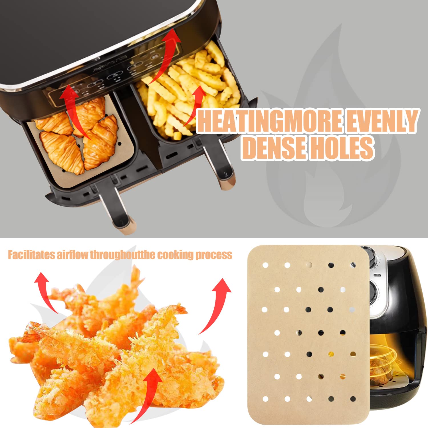 120 Pcs Nonstick Perforated Air Fryer Paper Liners - Compatible with Ninja Foodi Dual Air Fryer, DZ201 & DZ401 - Perfect for Healthy Cooking, Crispy Snacks & Easy Cleanup