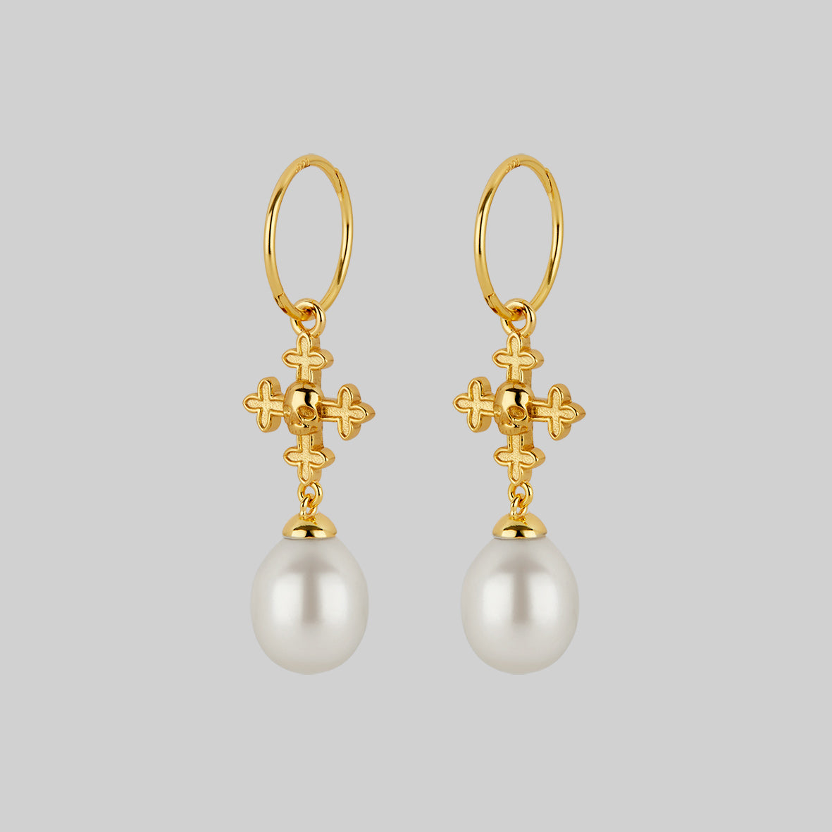 OPHELIA Medieval Cross Hoop Earrings in Gold - Vintage Gothic Jewelry for Women, Perfect for Renaissance Fairs, Weddings & Boho Fashion