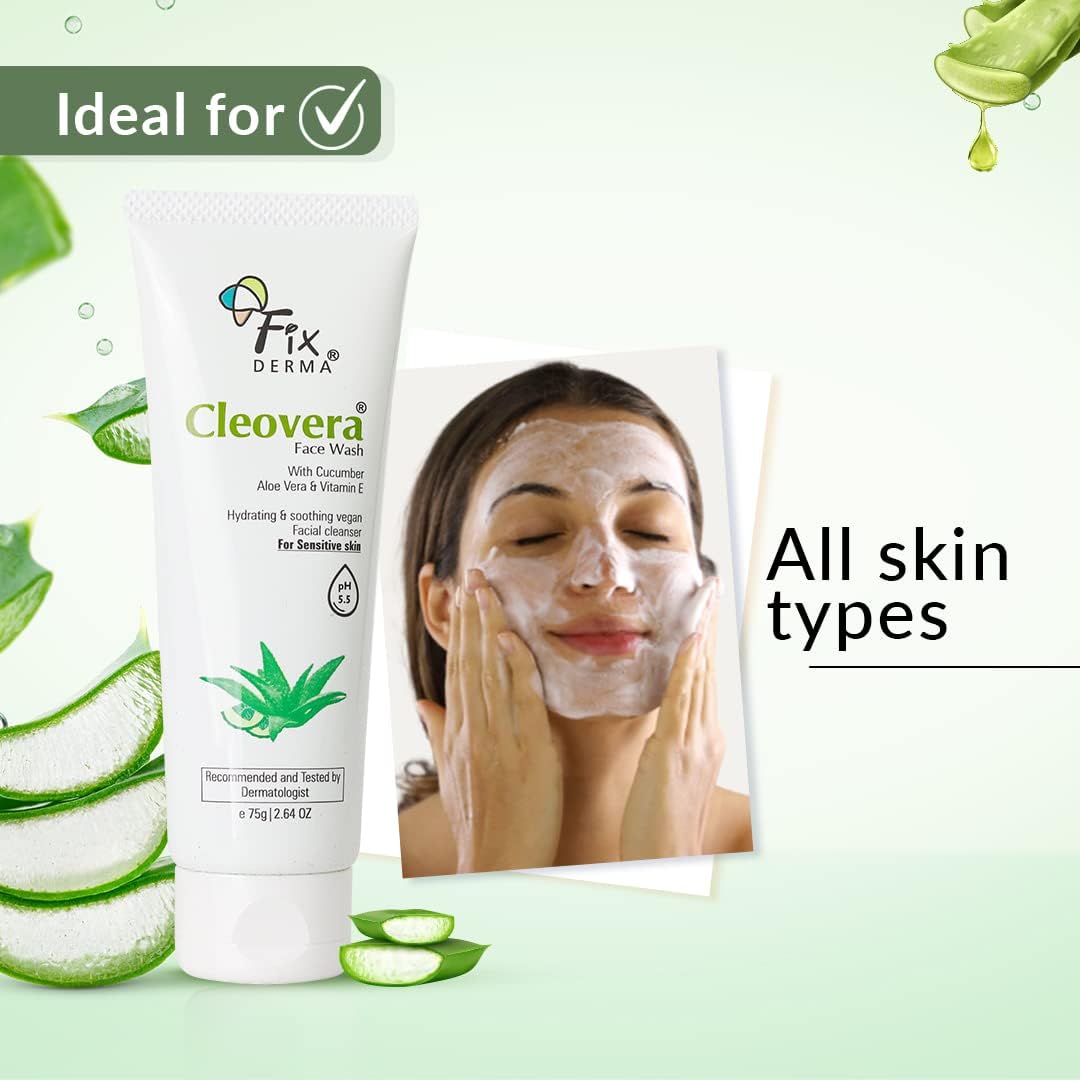 Cleovira Aloe Vera Face Wash with Vitamin E & Hydrating Gel - Gentle Cleanser for Dry, Sensitive & All Skin Types - Men & Women - 75g | Daily Skincare Routine, Morning & Night Face Wash