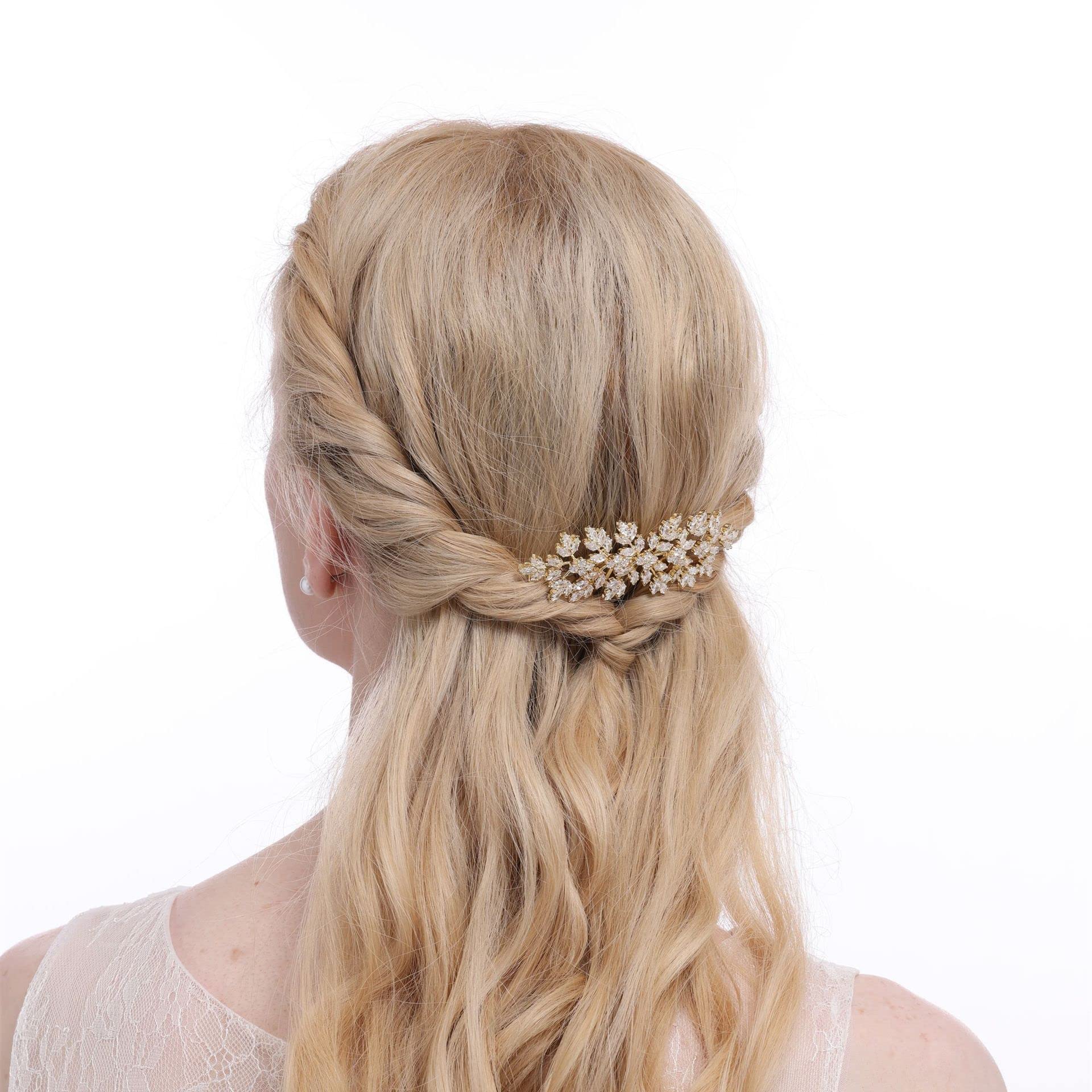 Elegant Silver Cubic Zirconia Bridal Hair Comb - Crystal Wedding Hair Accessories for Brides, Bridesmaids & Special Occasions | Perfect for Weddings, Prom & Formal Events (Peinetas Para Cabello De Mujer)
