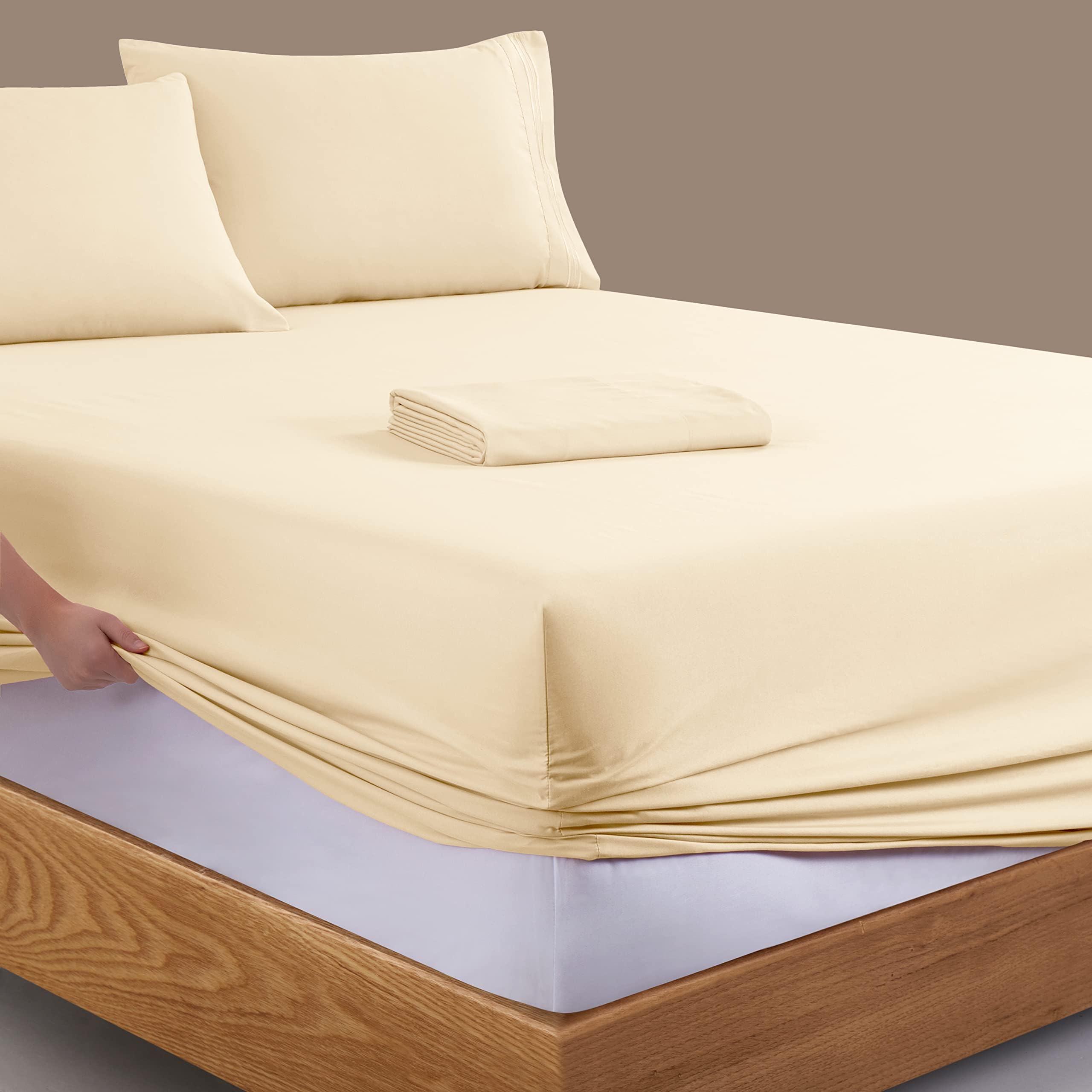 Luxury 1800 Thread Count Twin Sheets Set with Extra Deep Pockets (Up to 24