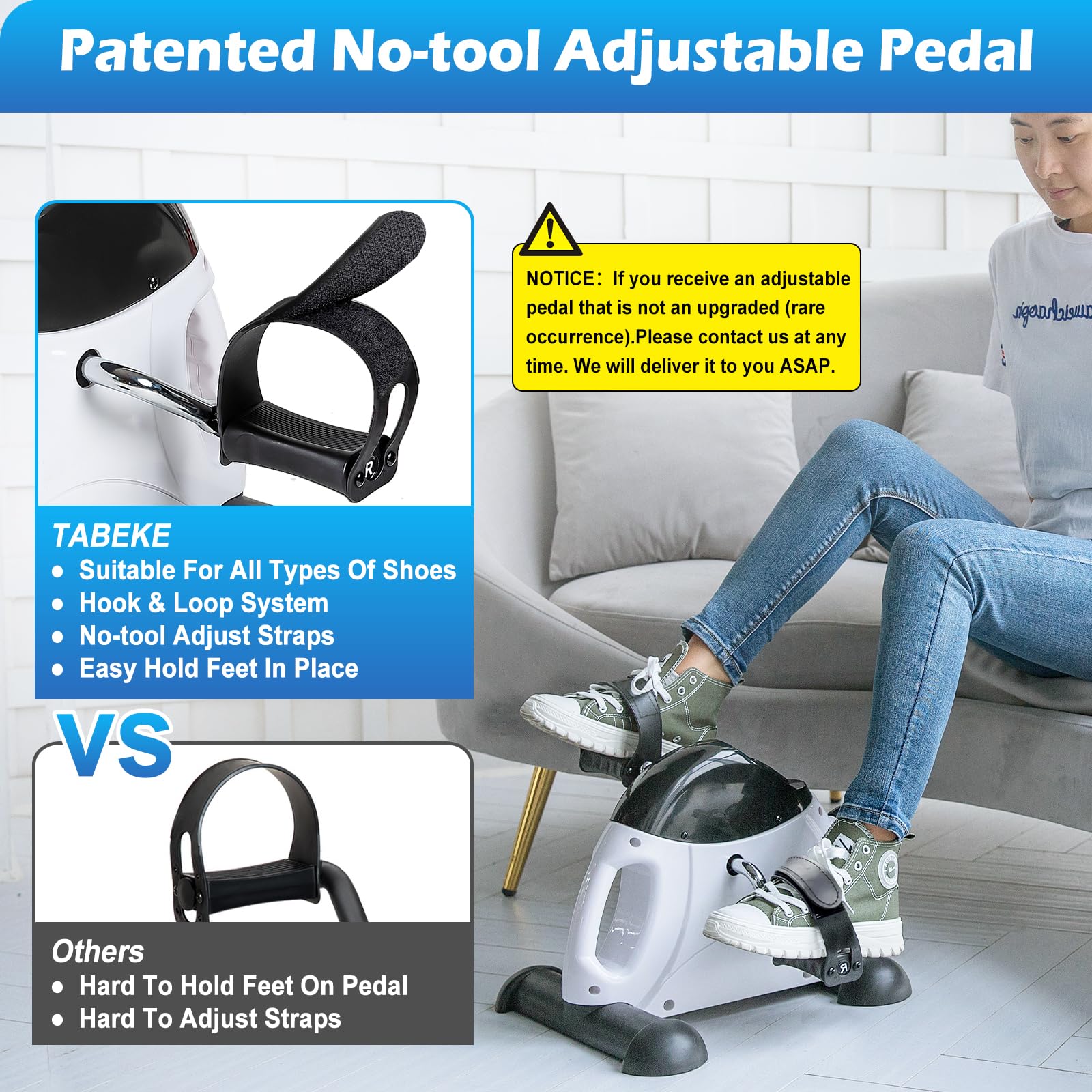 TABEKE Under Desk Bike Pedal Exerciser - Mini Exercise Bike for Arm & Leg Workouts, Portable Pedal Exerciser for Seniors with LCD Display (White) - Perfect for Office, Home & Physical Therapy