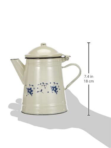 IBILI 918710 1 Liter Conical Coffee Maker - Stainless Steel Drip Coffee Brewer in White & Blue - Perfect for Home, Office, and Camping Use