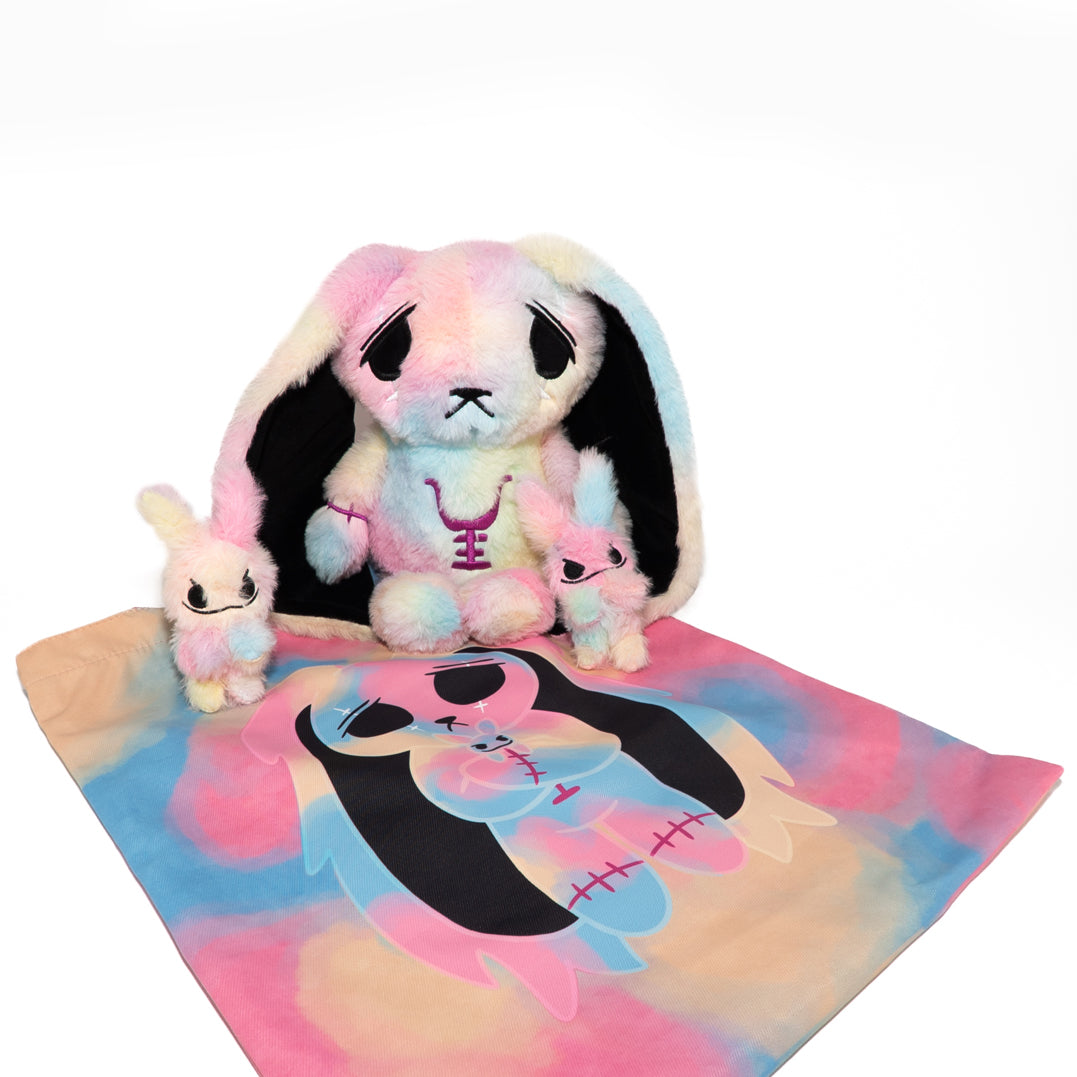 Plushie Dreadfuls Anxiety Rabbit Tie Dye Limited Edition Stuffed Animal - Soft Plush Toy for Stress Relief, Anxiety Comfort & Emotional Support