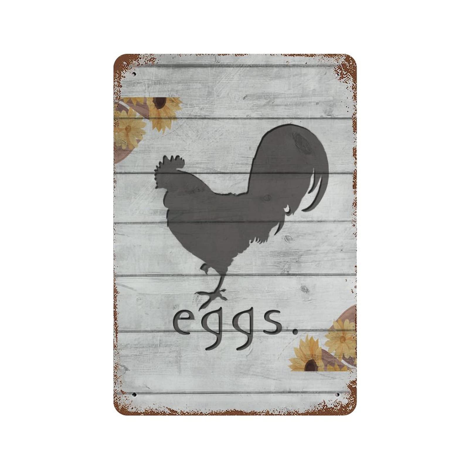 Rustic Vintage Metal Sign - Farm Fresh Eggs & Chicken Coop Decor - Personalized Tin Wall Art for Kitchen, Garage, Man Cave - 8x12 Inch Funny Farmhouse Sign - Perfect for Country Home, Bar & Outdoor Decor
