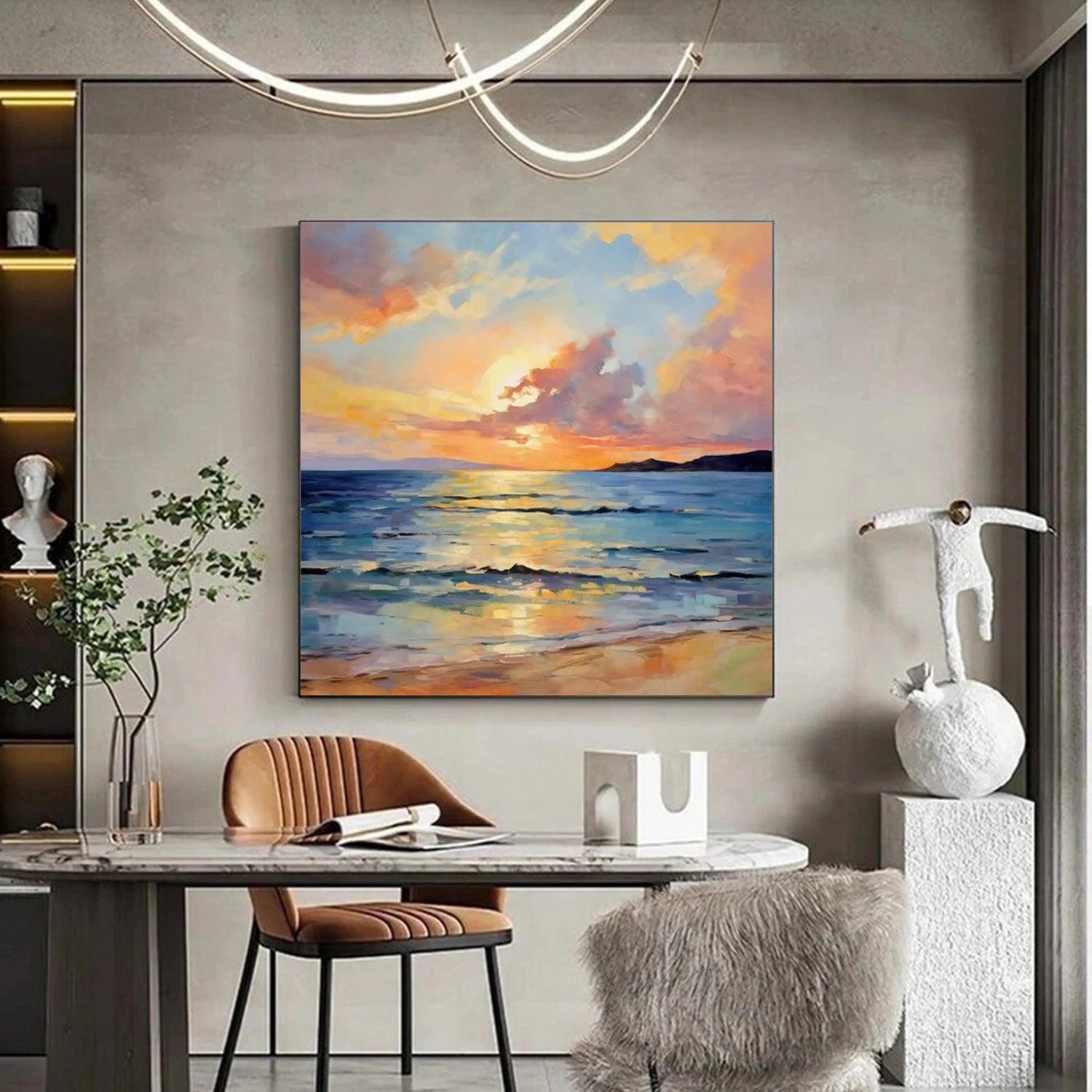Ocean And Sky Abstract Canvas Art Print #OS 269 - Modern Coastal Wall Decor for Living Room, Bedroom & Office
