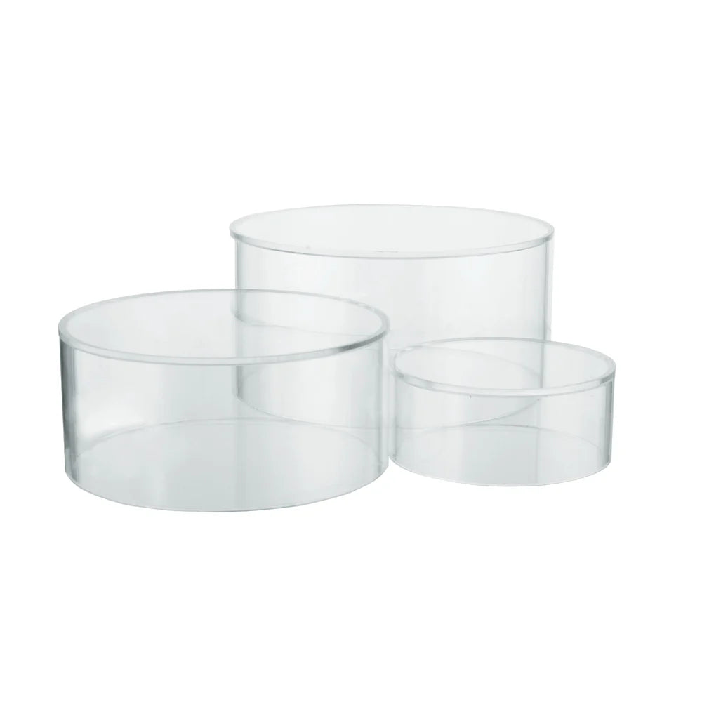 Clear Acrylic Cylinder Nesting Riser Displays - Set of 3 for Cake Stands, Cupcake Towers & Dessert Displays - Perfect for Weddings, Parties & Home Decor