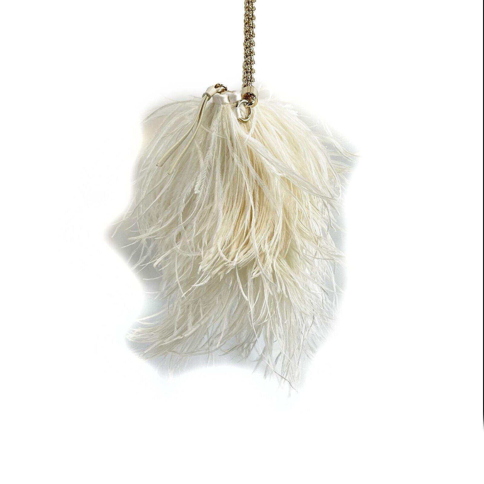 Jimmy Choo Ostrich Feather Callie Tasseled Clutch Bag in Cream | Luxury Evening Clutch for Weddings, Parties & Special Events