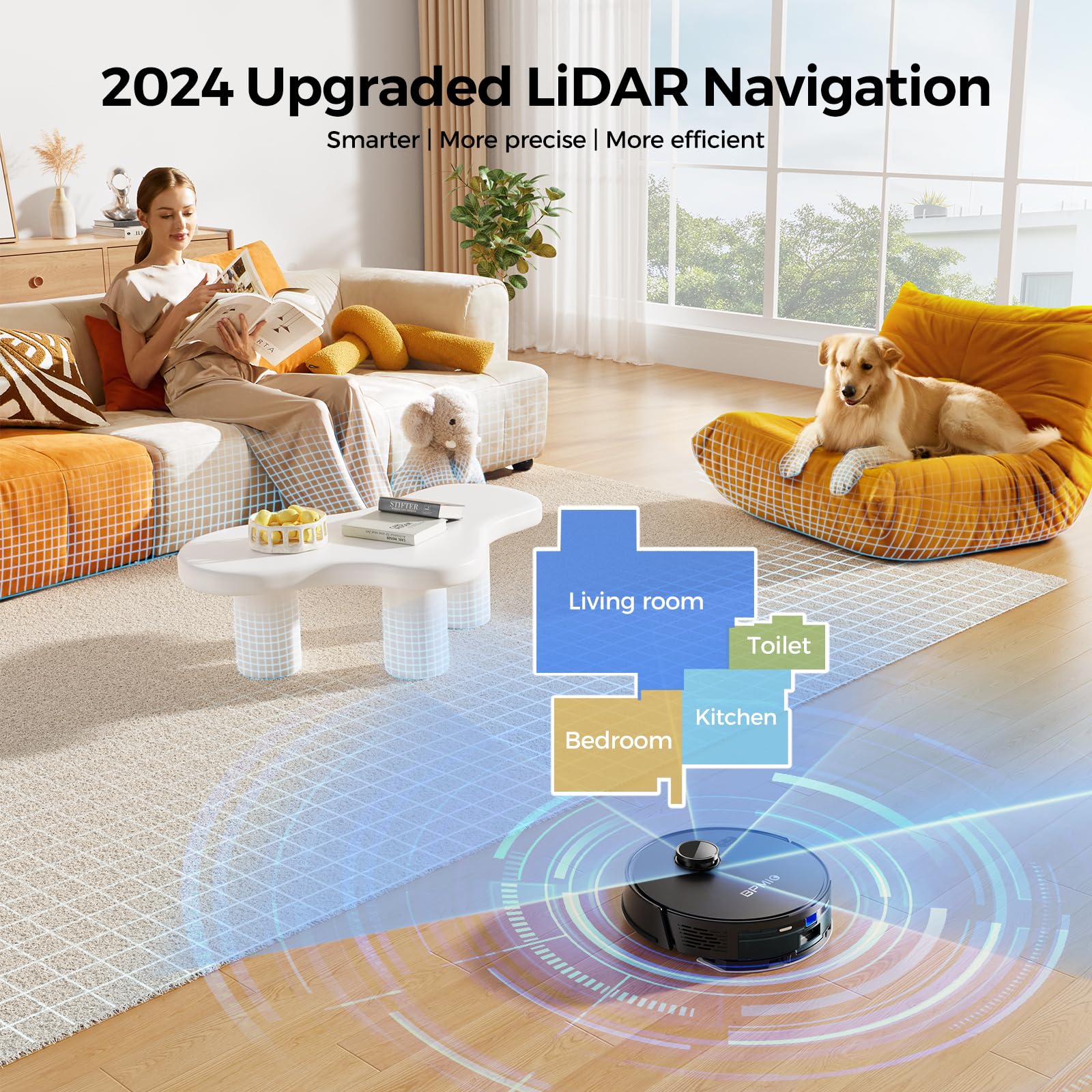 BPMIO Self-Emptying Robot Vacuum & Mop - 5000Pa, WiFi/Alexa - Perfect for Pet Hair & Carpets